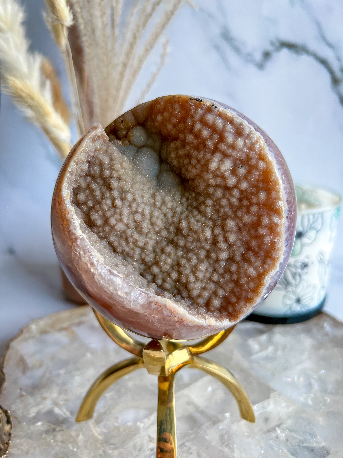 Sugary Rainbow Amethyst Agate Geode Sphere