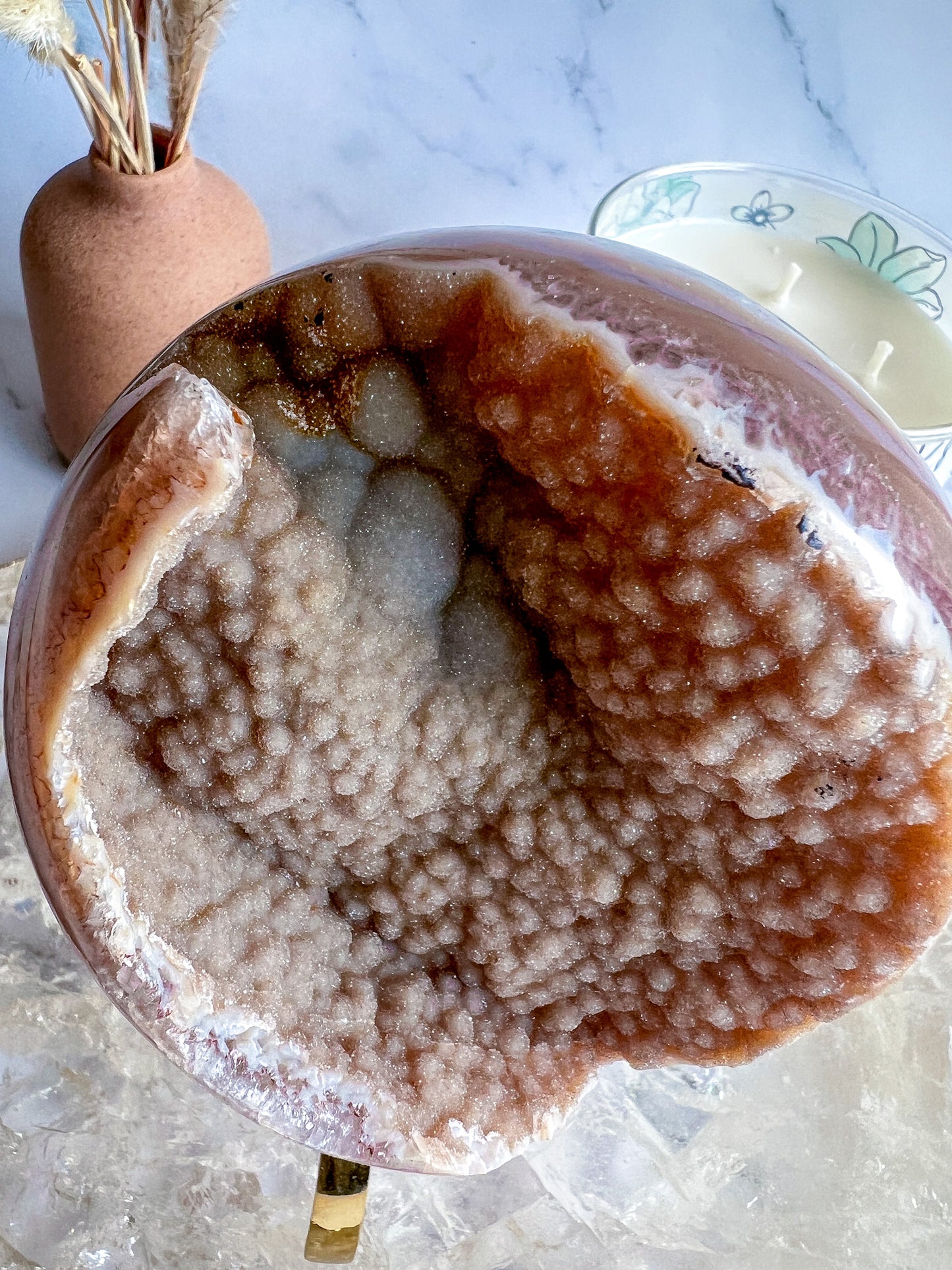 Sugary Rainbow Amethyst Agate Geode Sphere