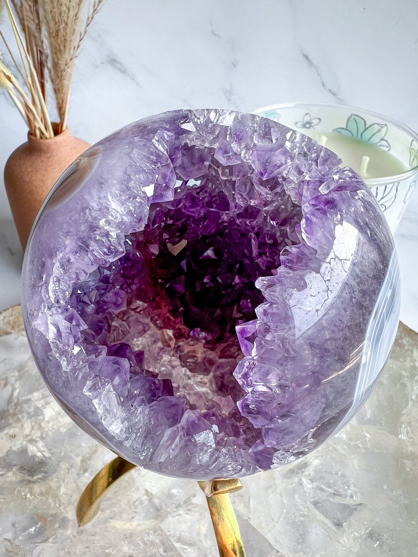 Druzy Amethyst Agate Geode Sphere