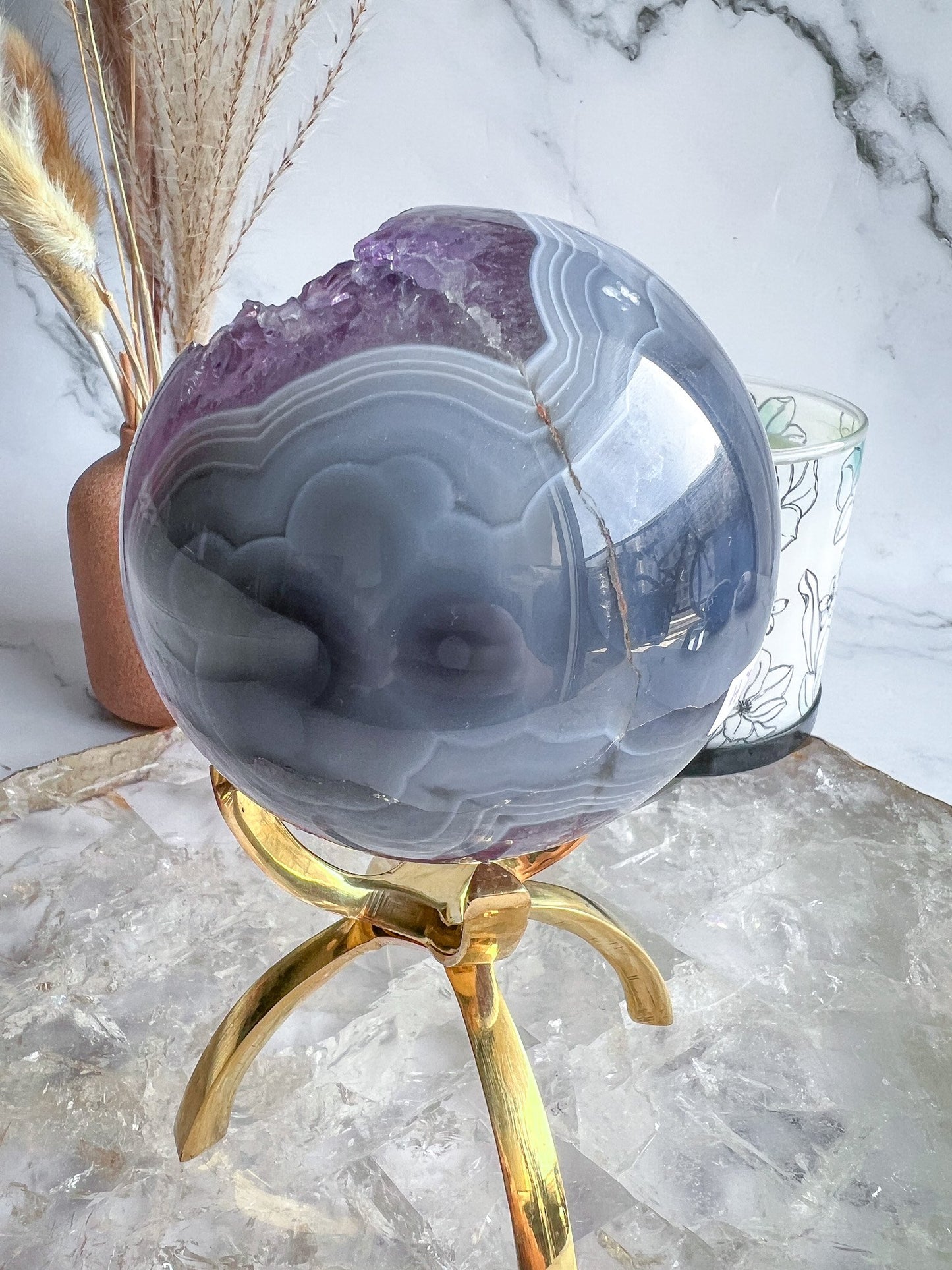 Druzy Amethyst Agate Geode Sphere