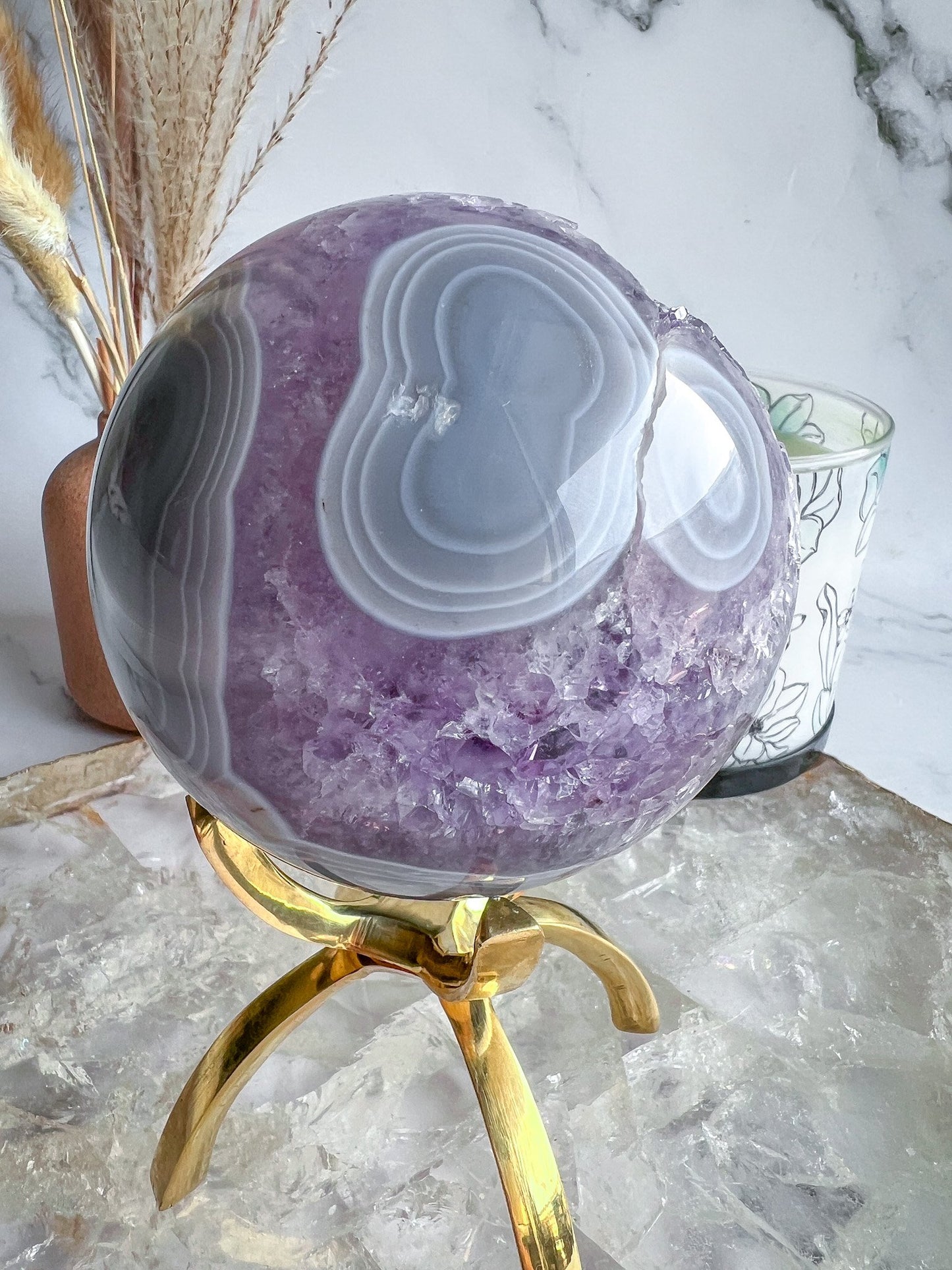 Druzy Amethyst Agate Geode Sphere