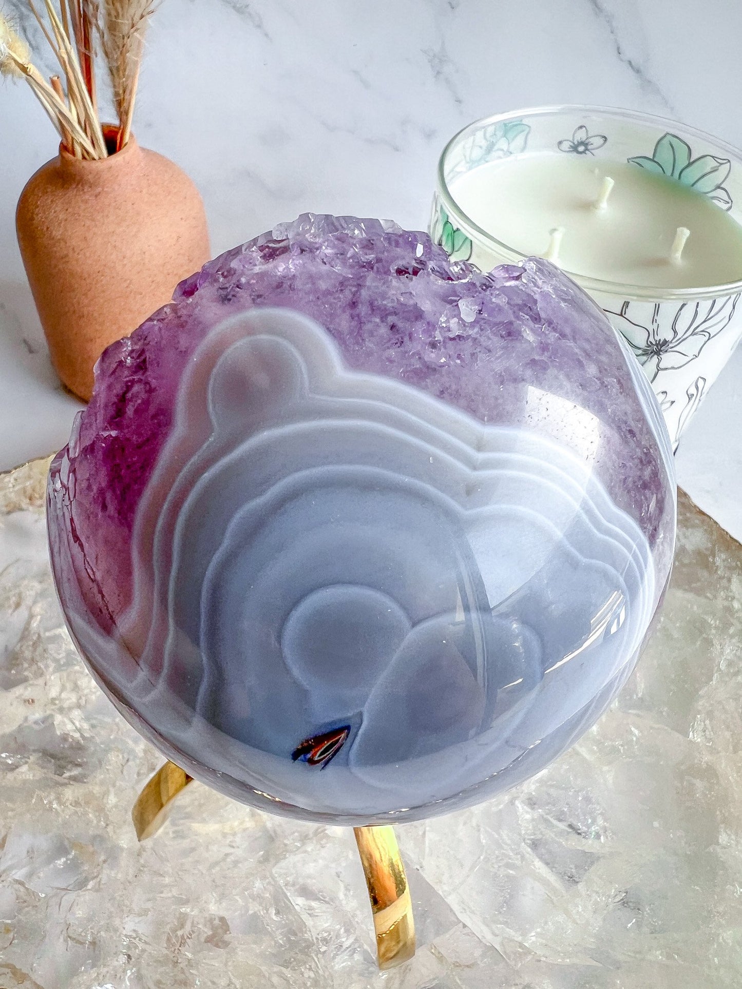 Druzy Amethyst Agate Geode Sphere