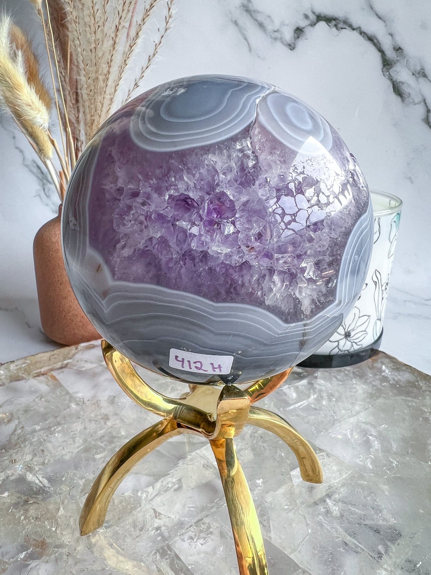 Druzy Amethyst Agate Geode Sphere