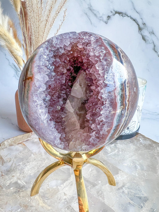 Rainbow Amethyst Geode Sphere