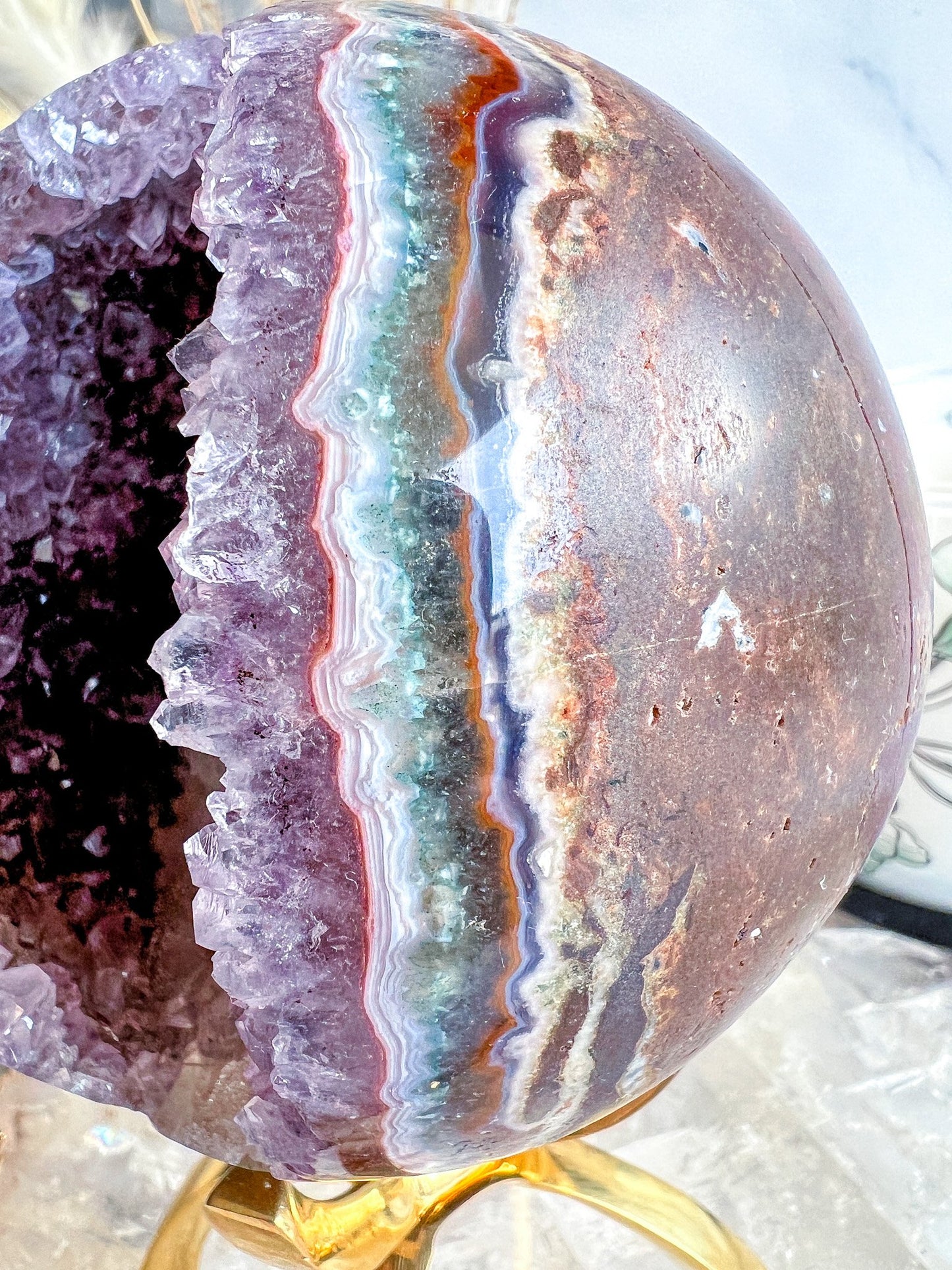 Rainbow Amethyst Geode Sphere