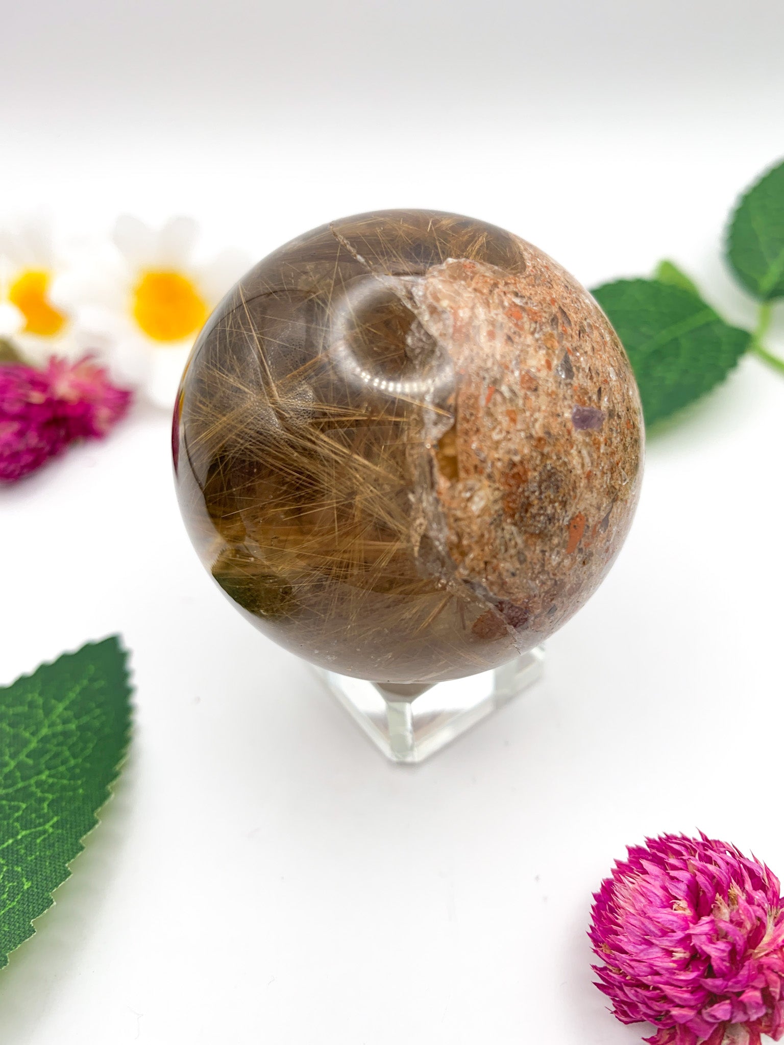 Rutilated Garden Quartz Sphere - Crystal Love Treasures