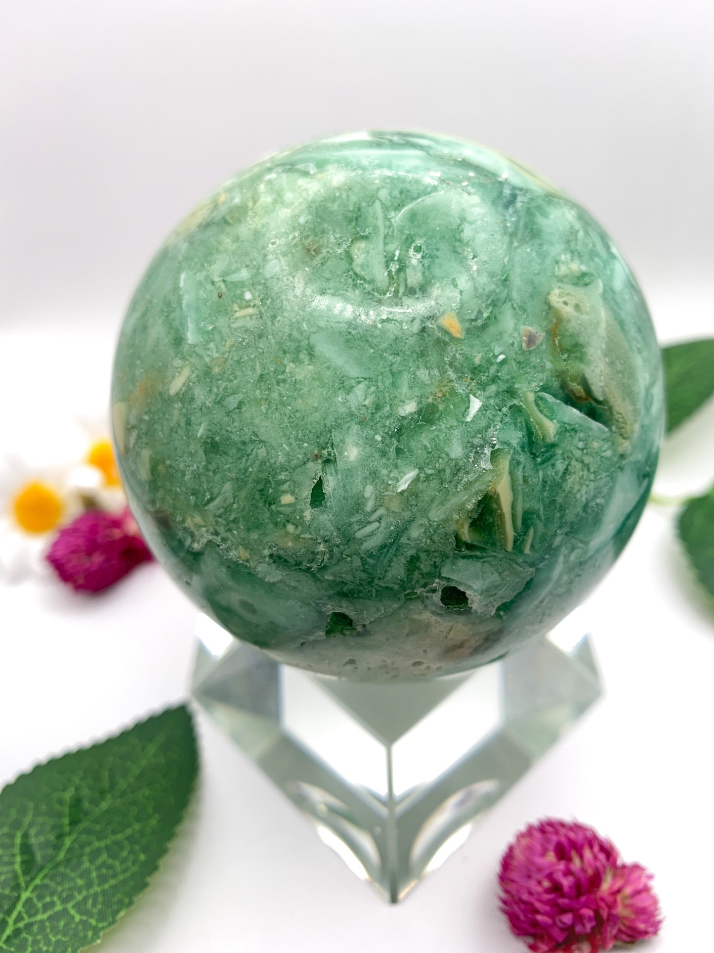 Green Fluorite Sphere (Rare) - Crystal Love Treasures