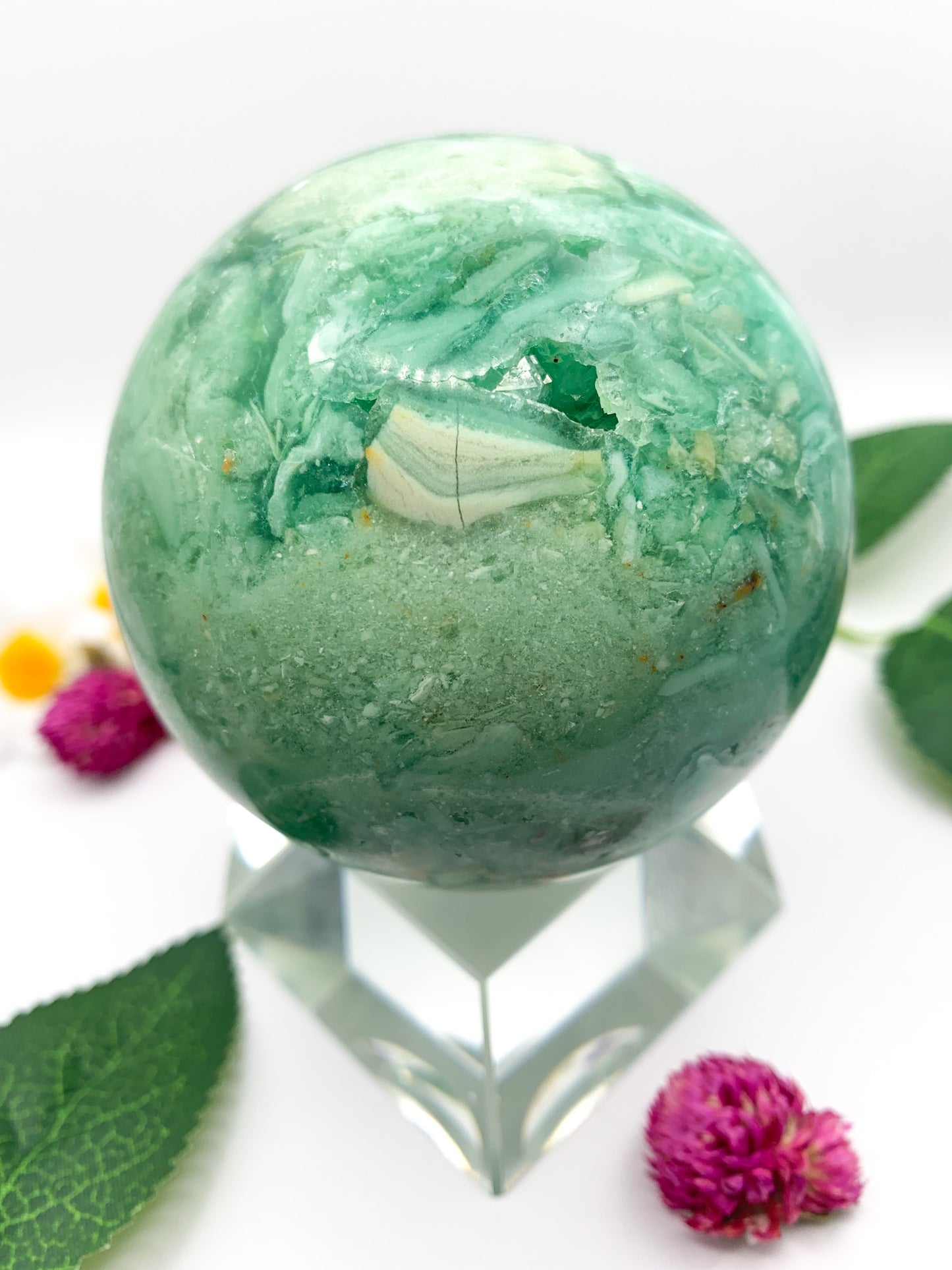 Green Fluorite Sphere (Rare) - Crystal Love Treasures