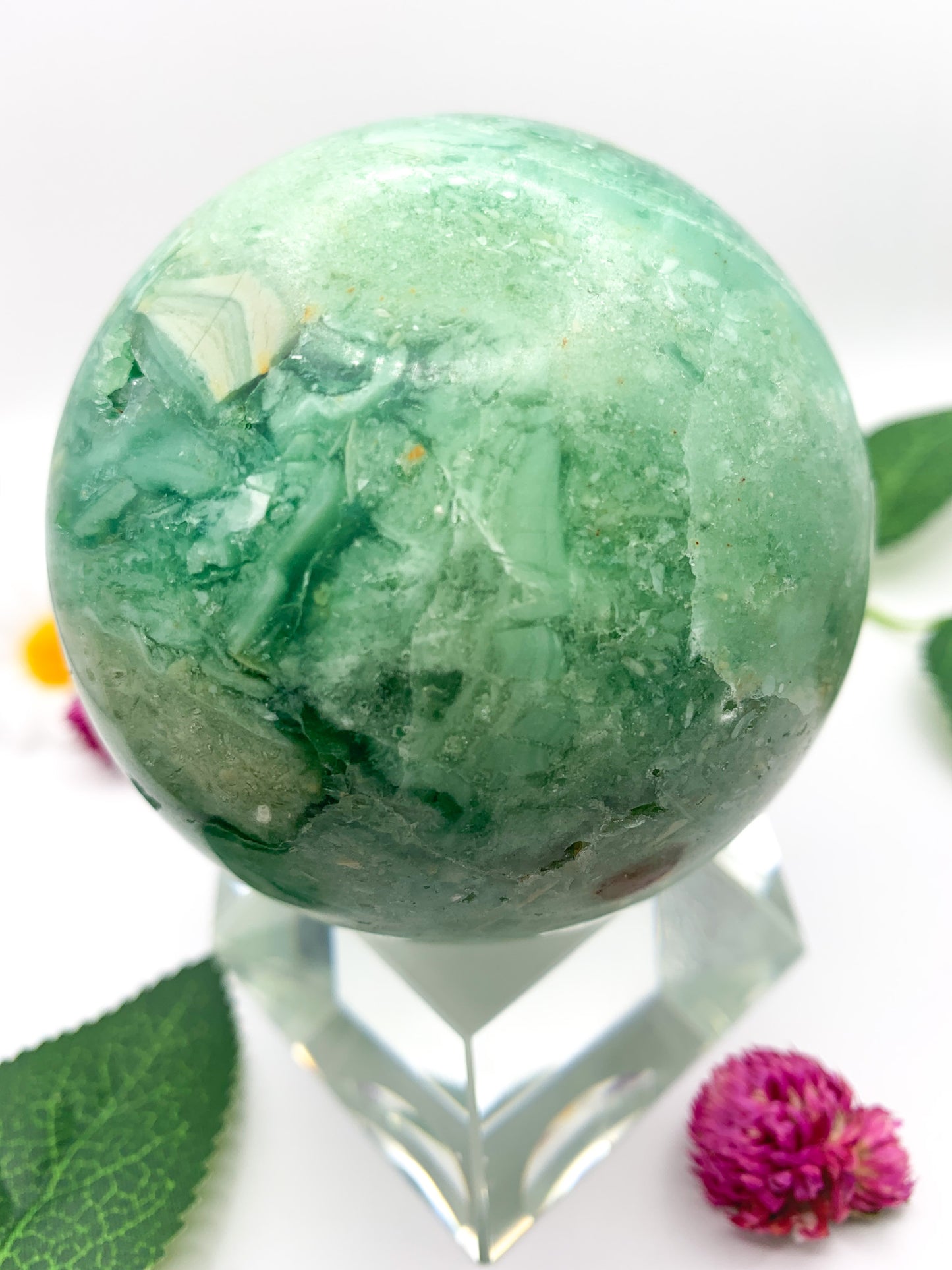 Green Fluorite Sphere (Rare) - Crystal Love Treasures