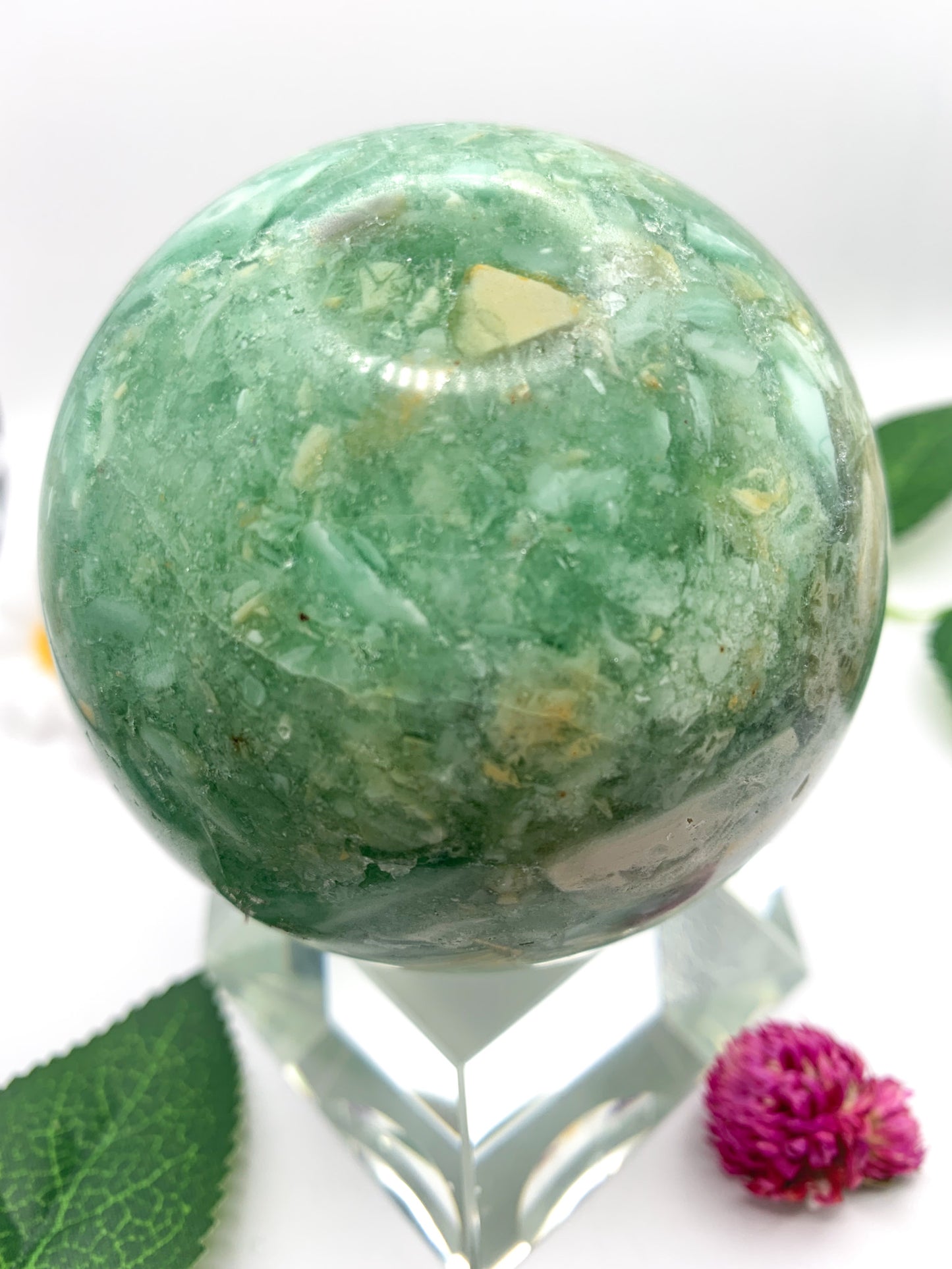 Green Fluorite Sphere (Rare) - Crystal Love Treasures