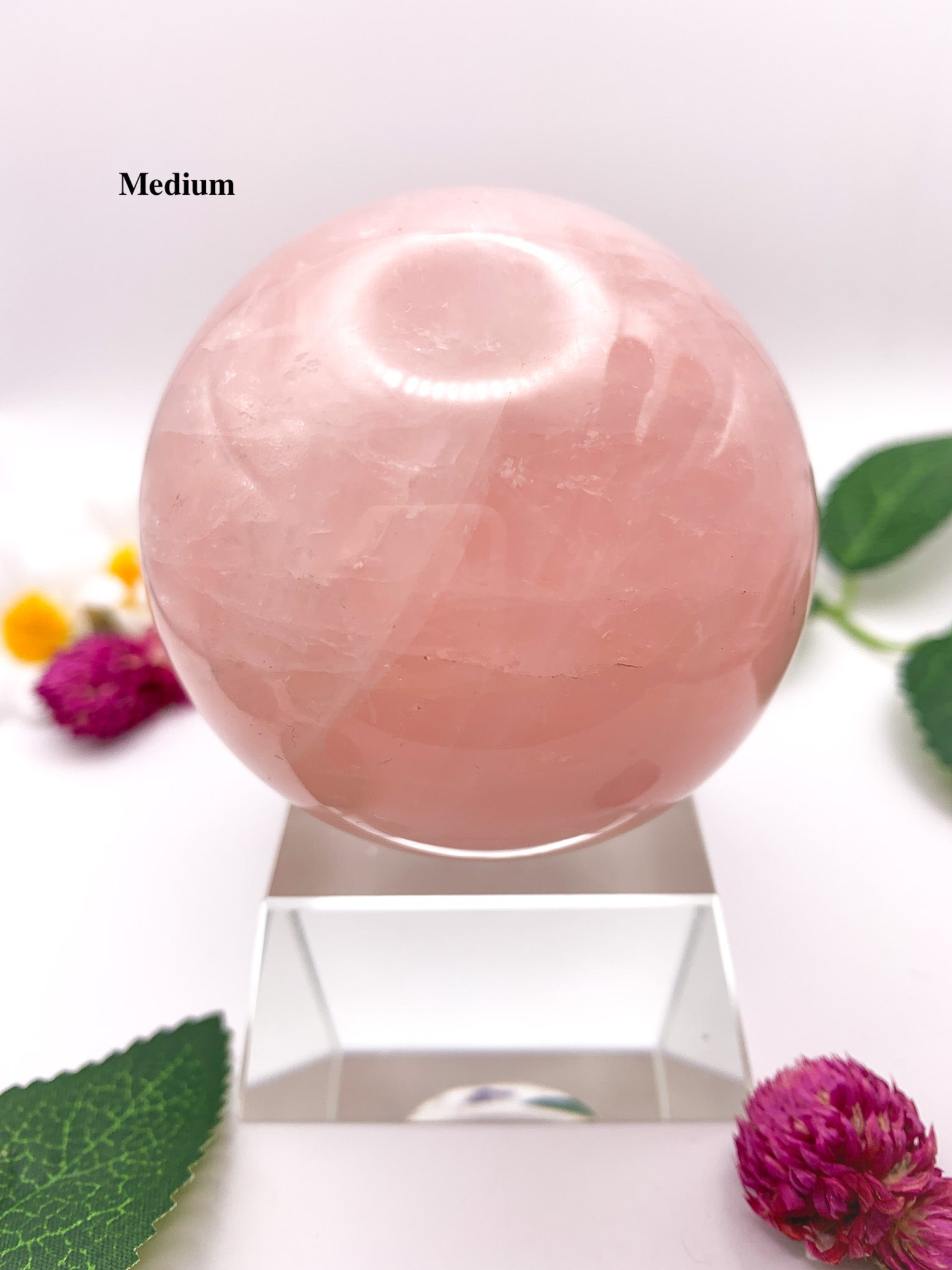 Rose Quartz Sphere with Star - Crystal Love Treasures