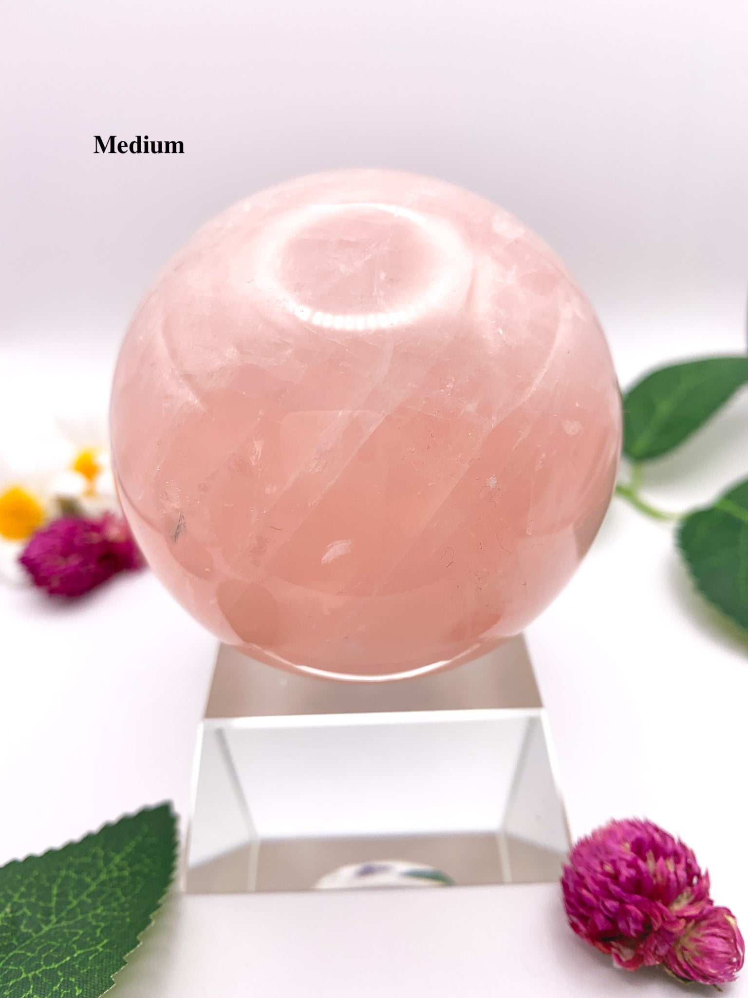 Rose Quartz Sphere with Star - Crystal Love Treasures