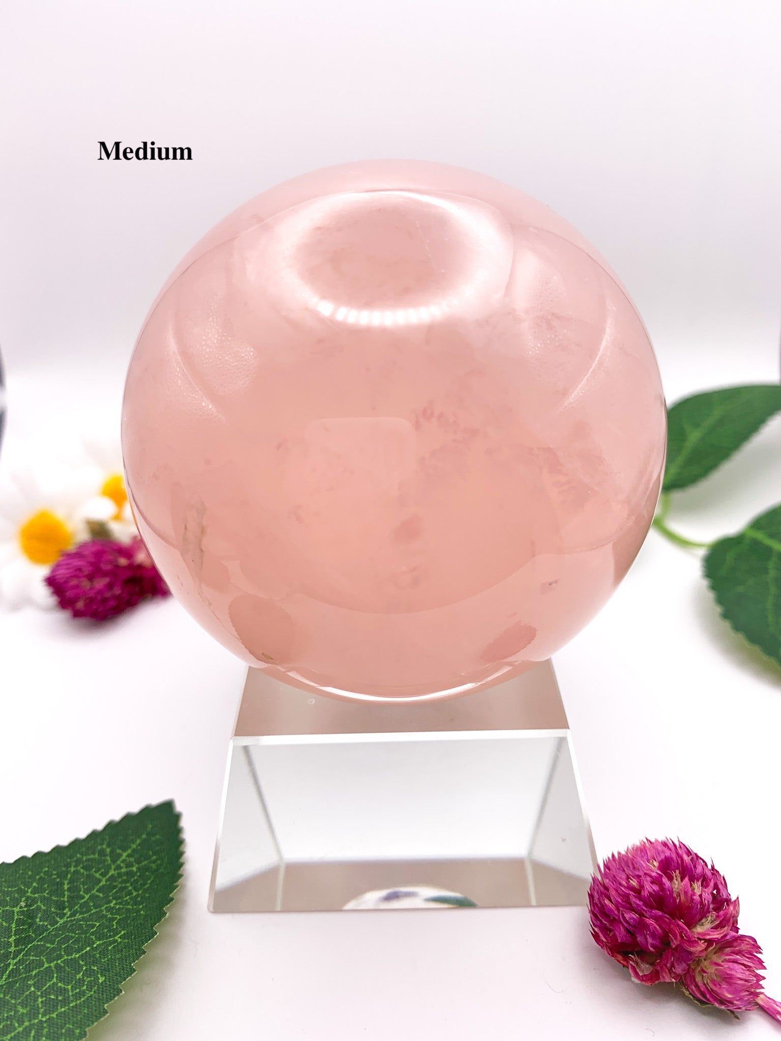 Rose Quartz Sphere with Star - Crystal Love Treasures