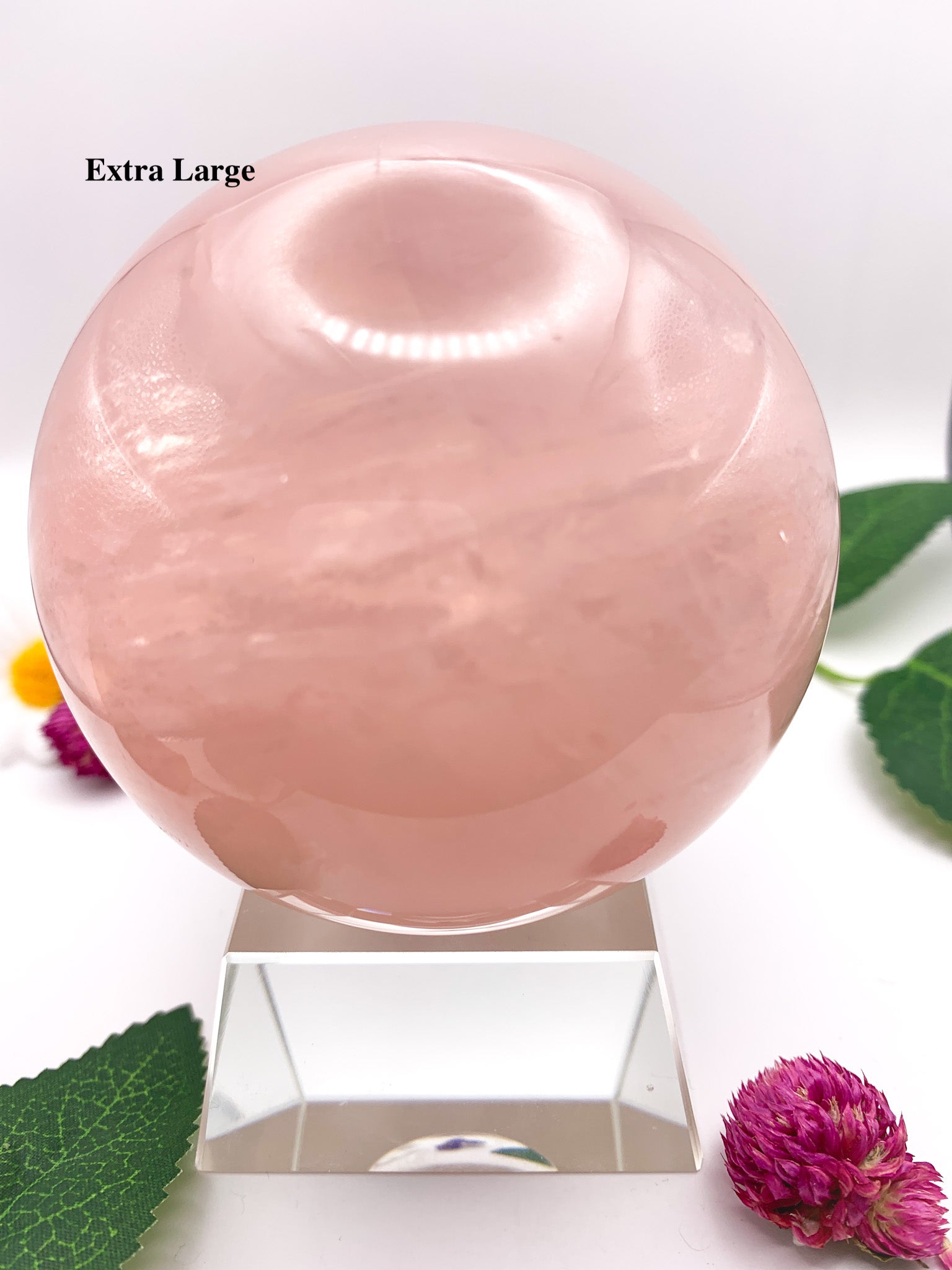 Rose Quartz Sphere with Star - Crystal Love Treasures