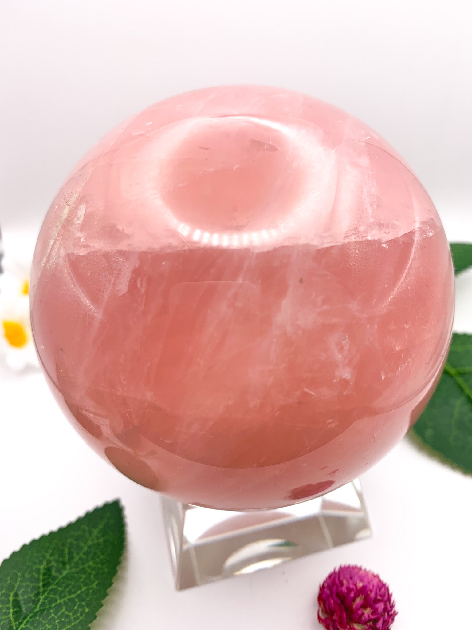 Rose Quartz Sphere with Star - Crystal Love Treasures