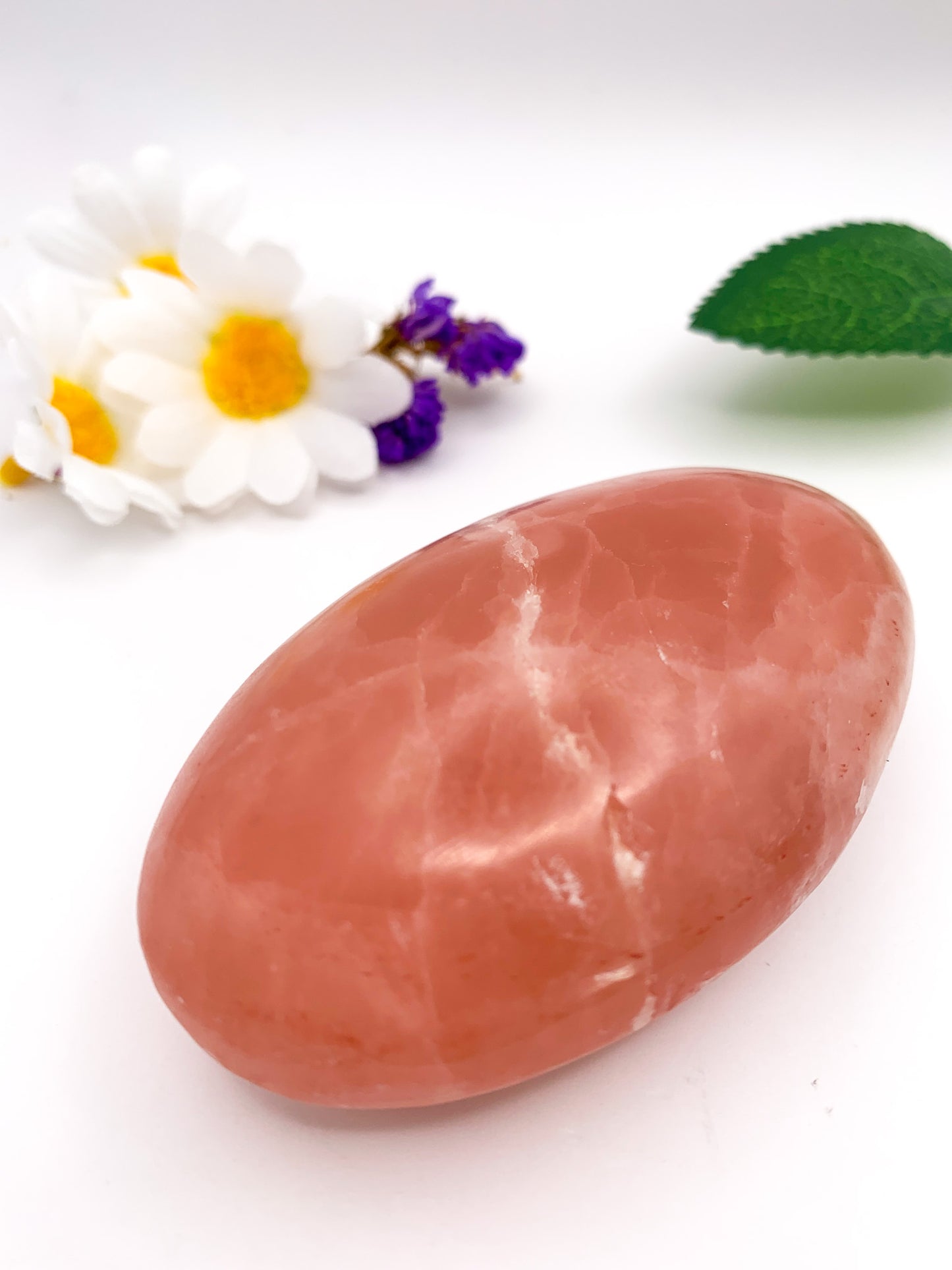 Rose Calcite Palm Stone - Crystal Love Treasures