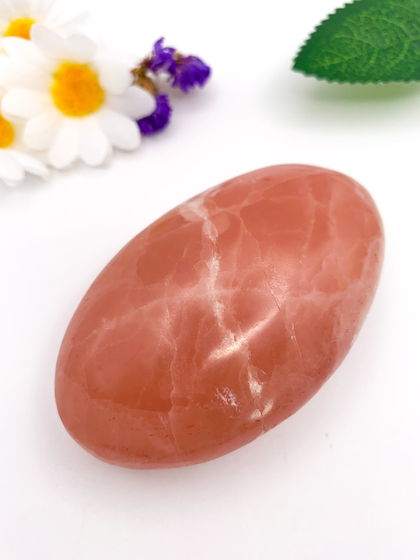 Rose Calcite Palm Stone - Crystal Love Treasures