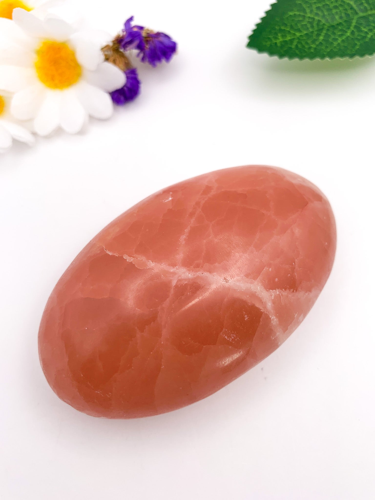 Rose Calcite Palm Stone - Crystal Love Treasures