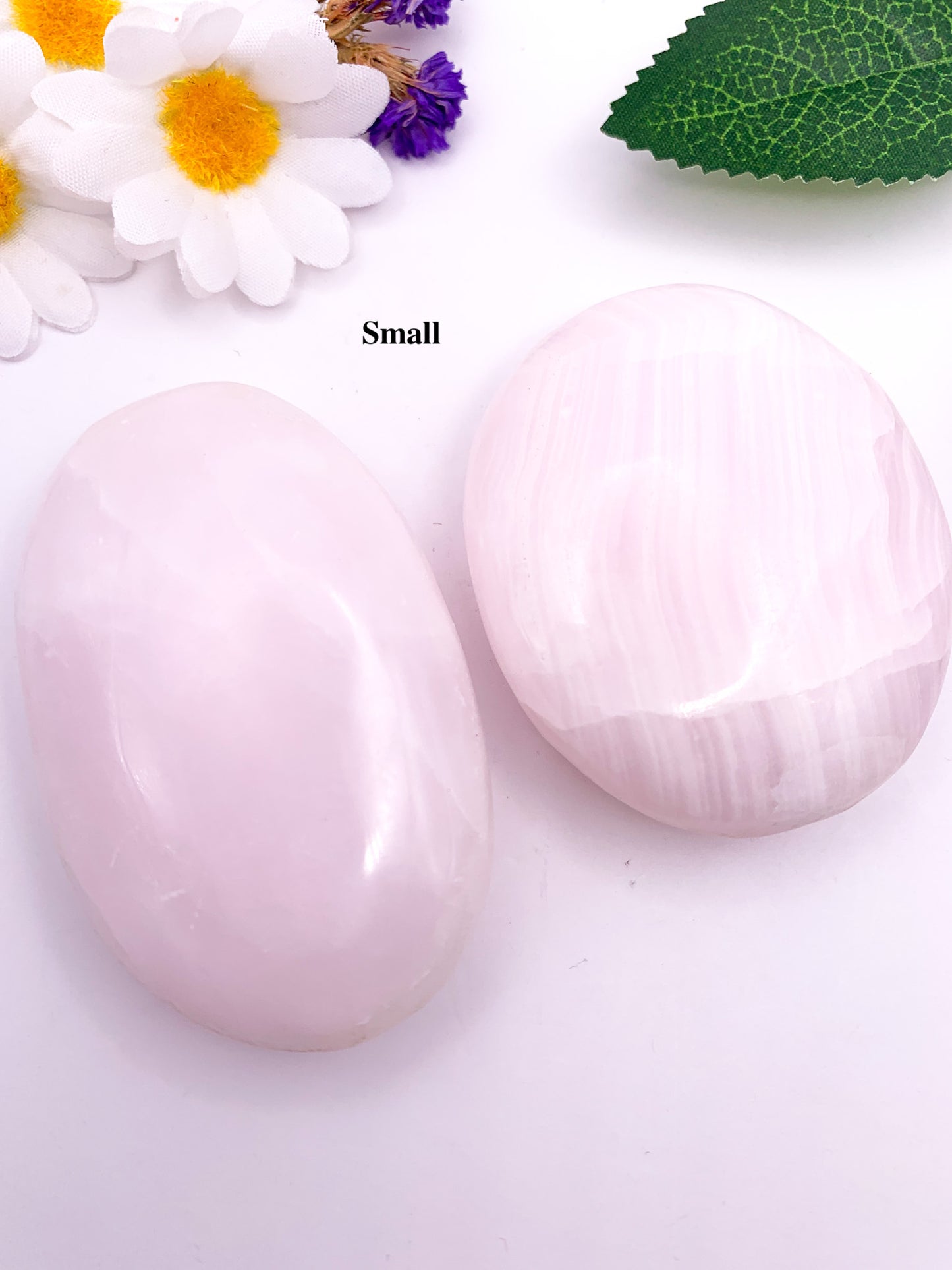 Pink Mangano Calcite Palm Stone - Crystal Love Treasures