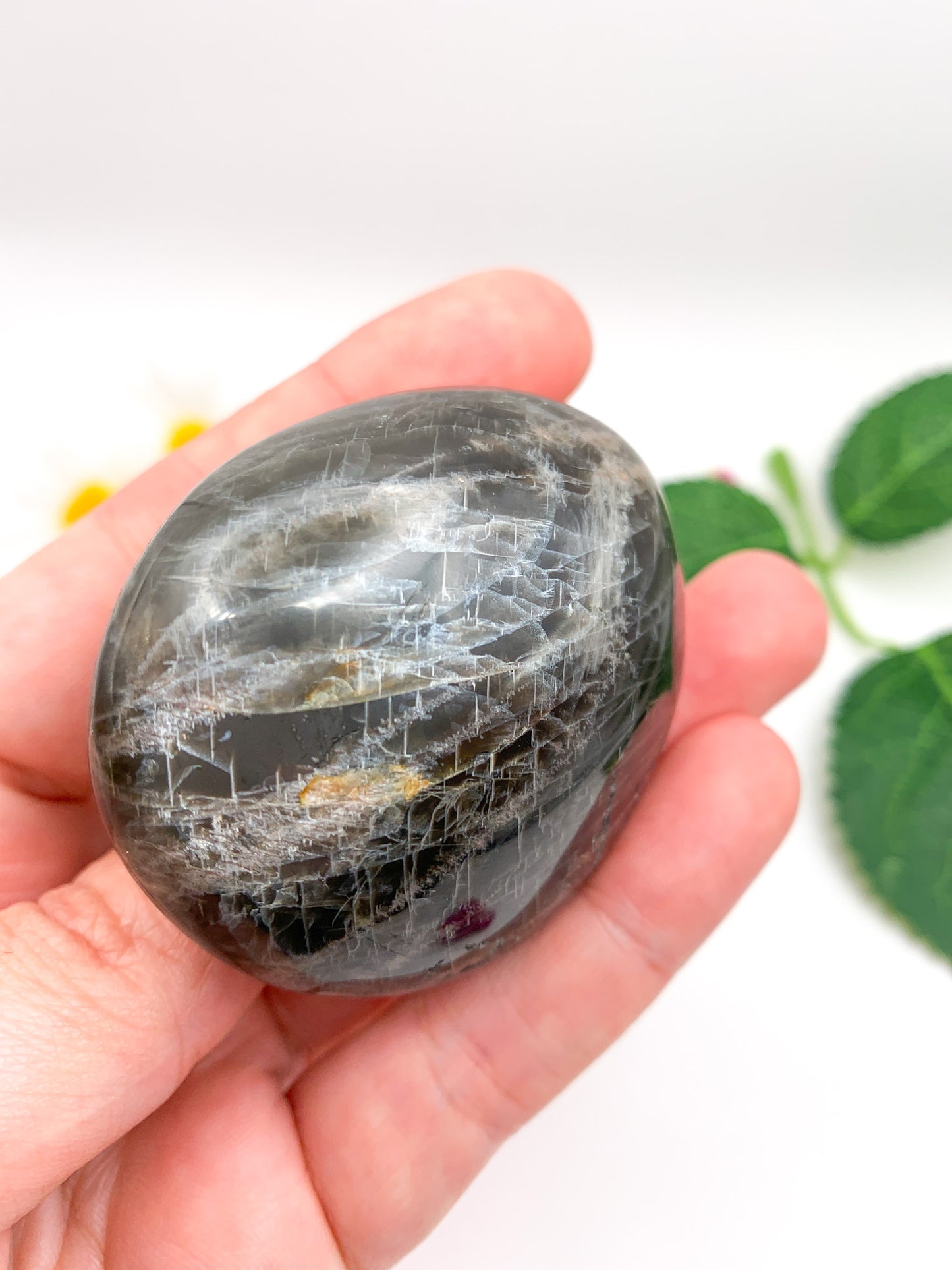 Black Moonstone Palm Stone - Crystal Love Treasures