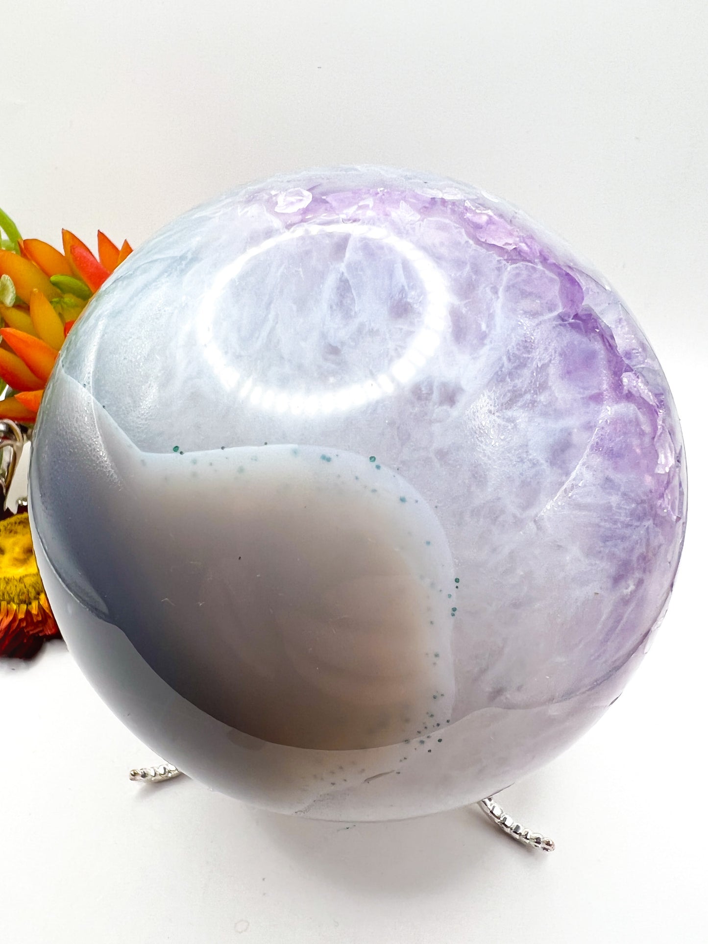 Druzy Amethyst Agate Geode Sphere - Crystal Love Treasures