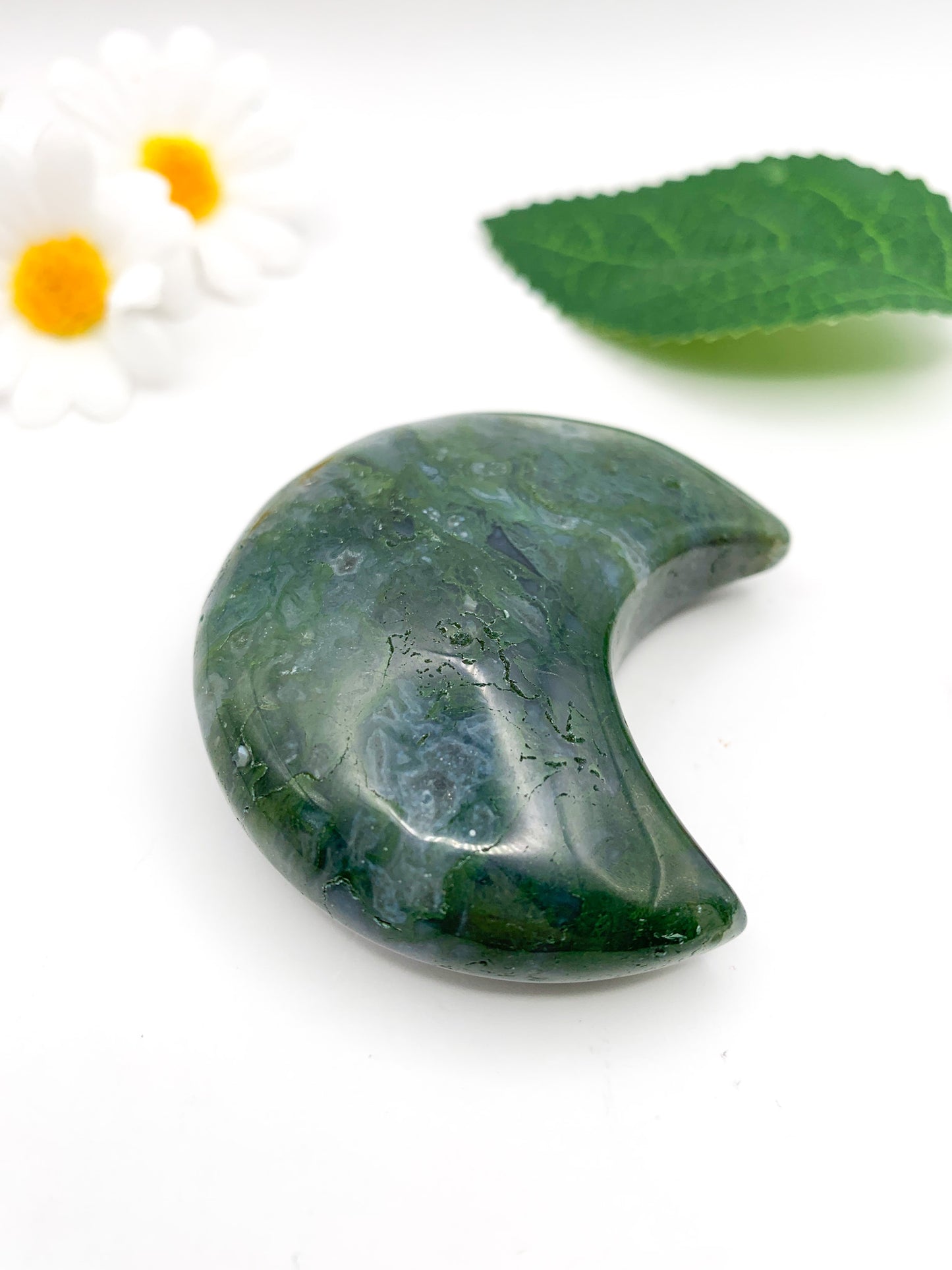 Moss Agate Moon - Crystal Love Treasures