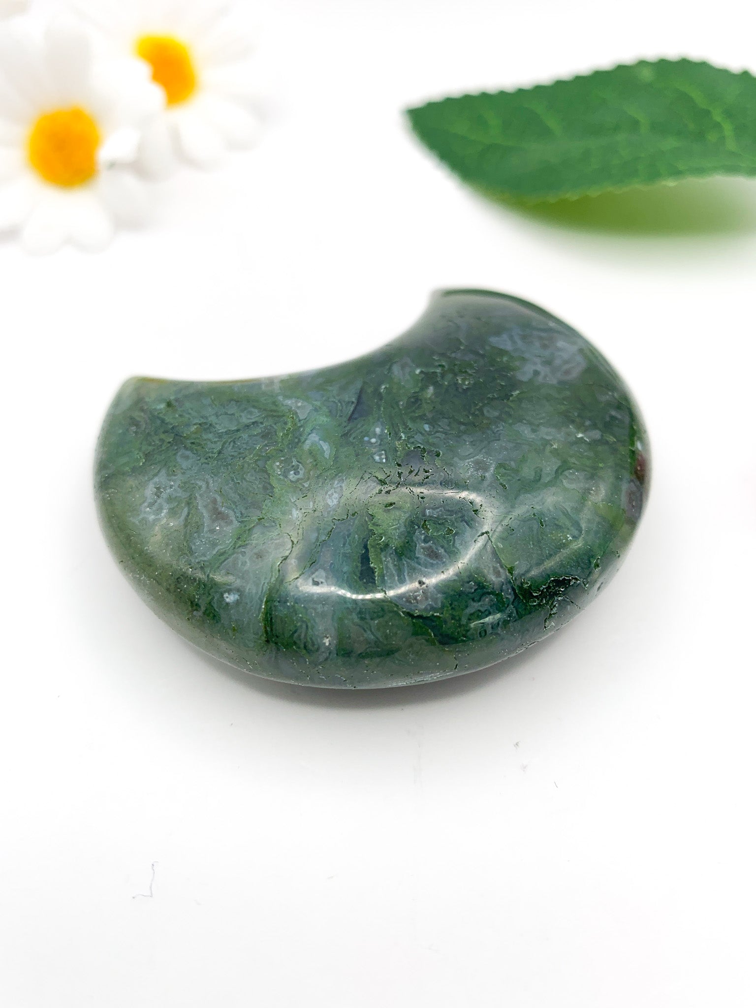 Moss Agate Moon - Crystal Love Treasures