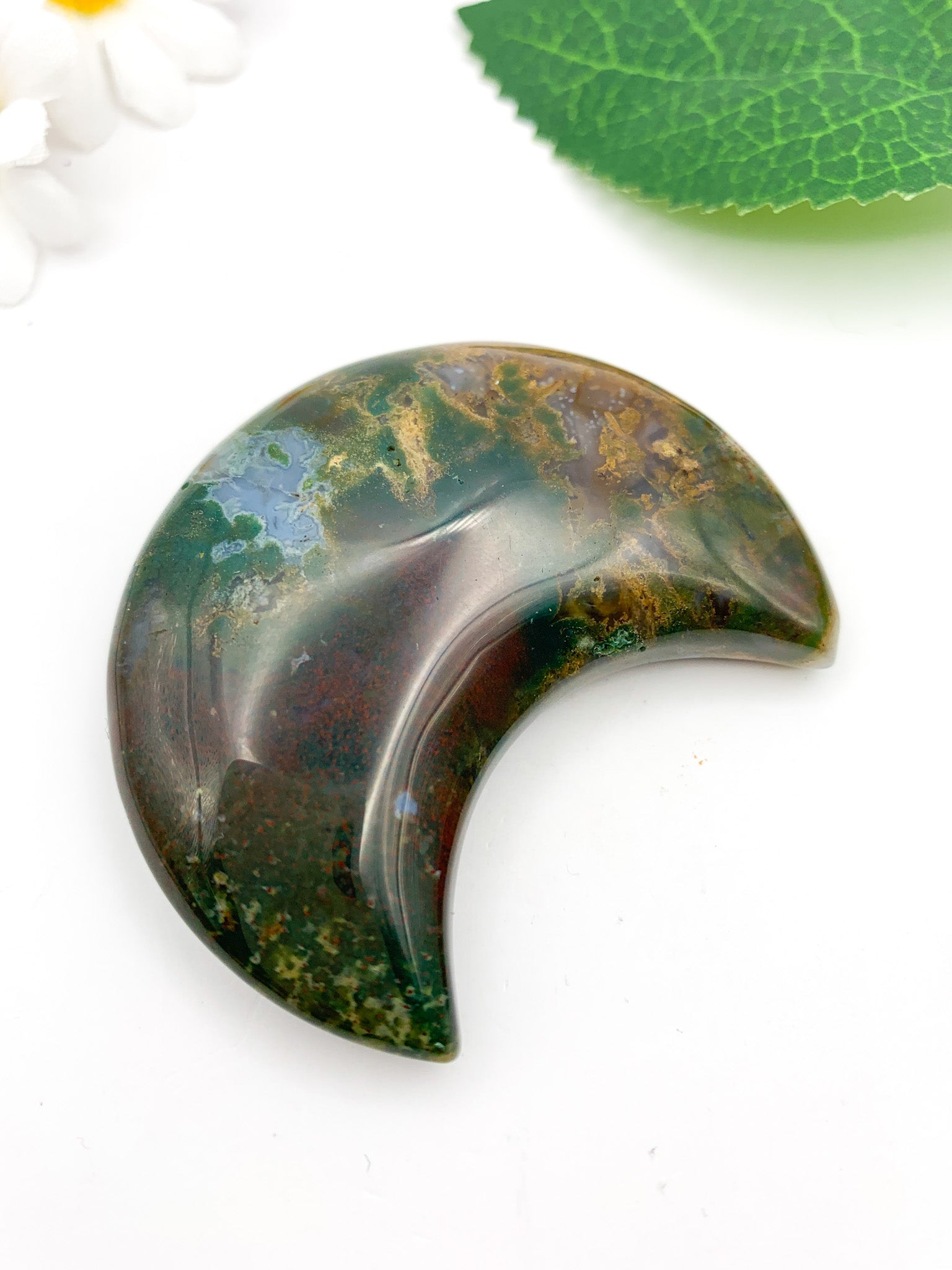 Moss Agate Moon - Crystal Love Treasures