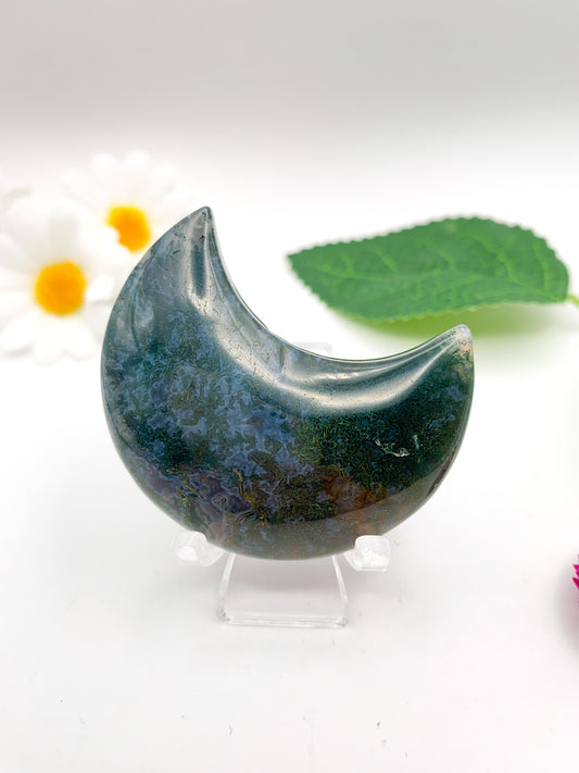 Moss Agate Moon - Crystal Love Treasures