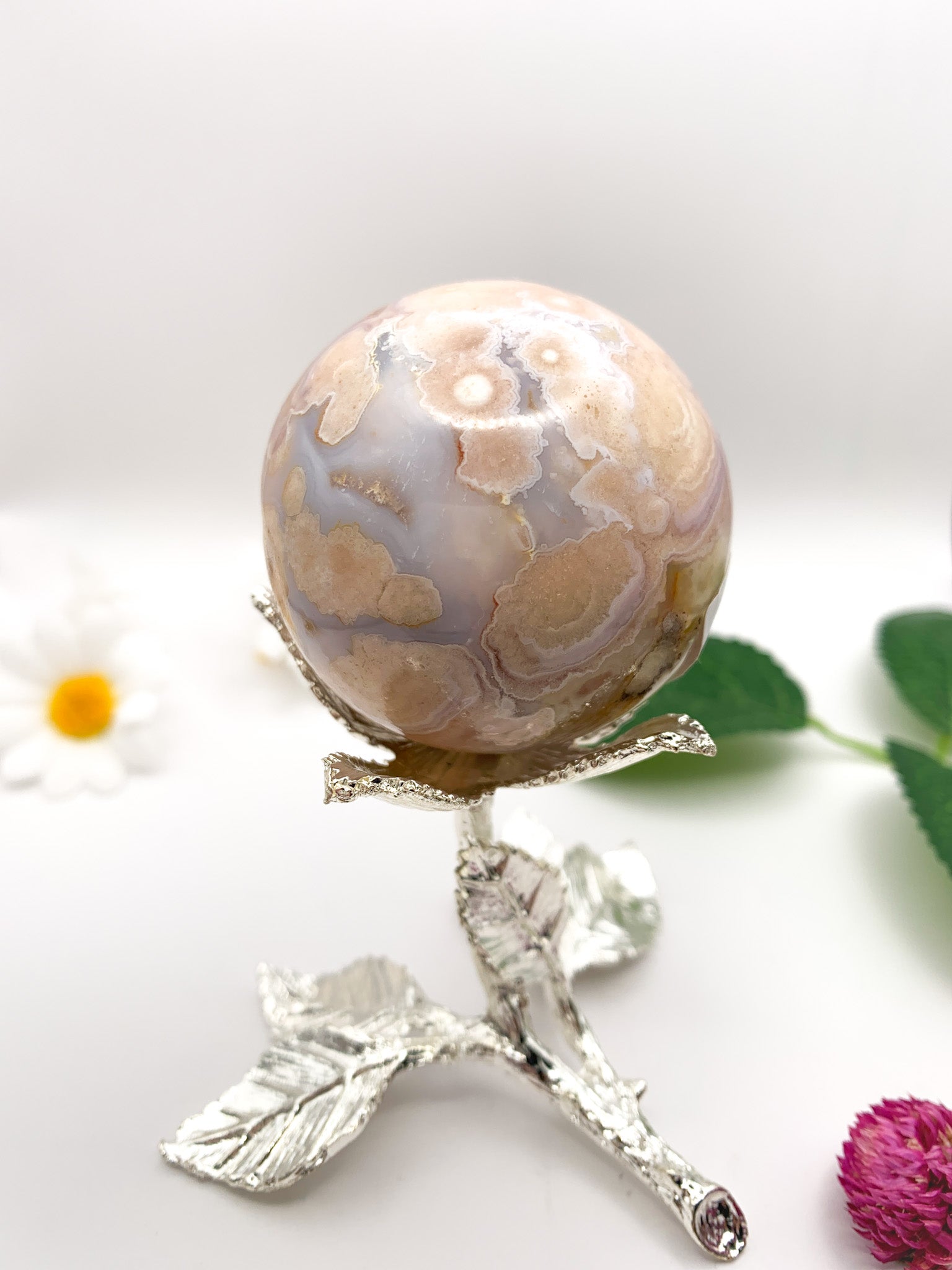 Flower Agate Sphere - Crystal Love Treasures