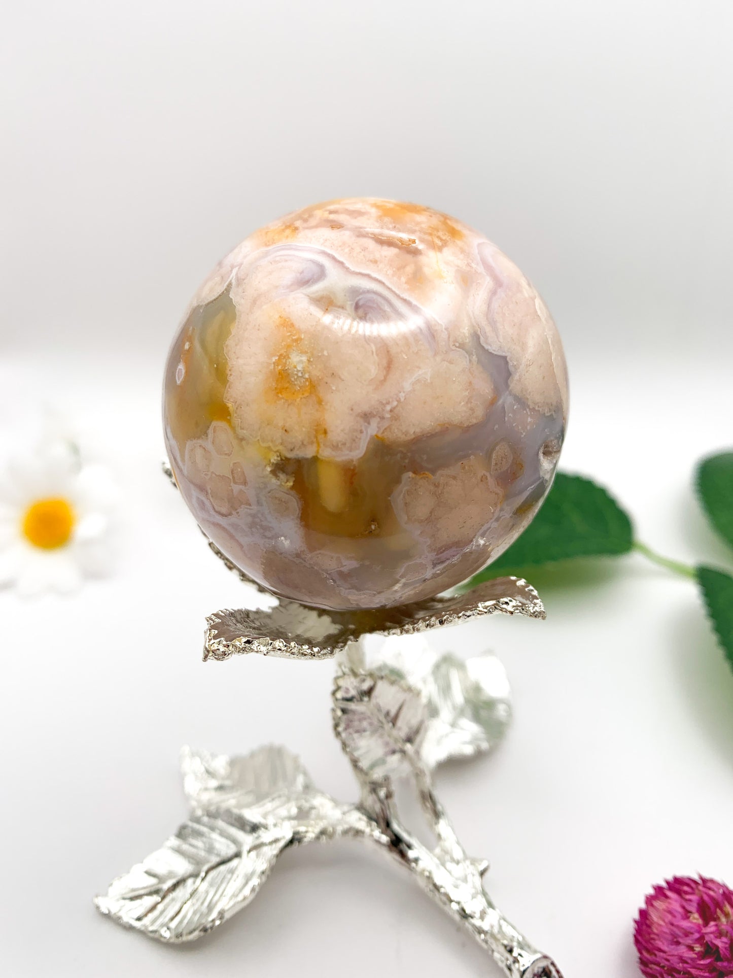 Flower Agate Sphere - Crystal Love Treasures