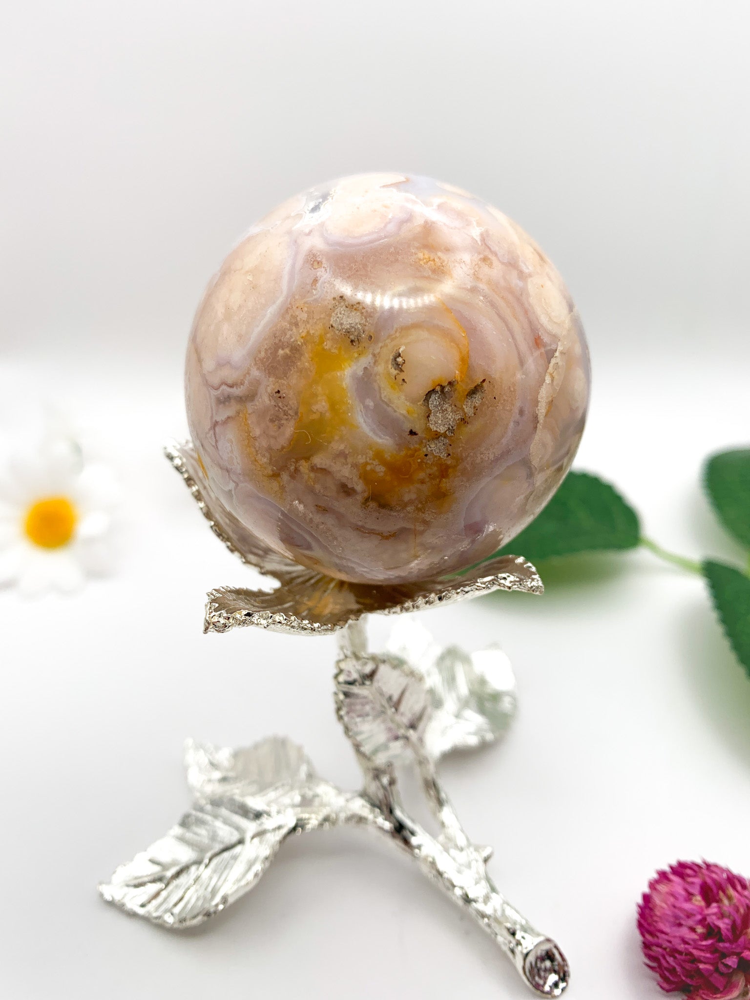 Flower Agate Sphere - Crystal Love Treasures