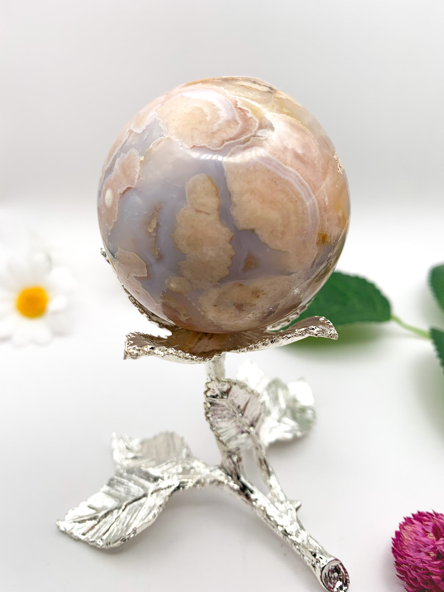 Flower Agate Sphere - Crystal Love Treasures