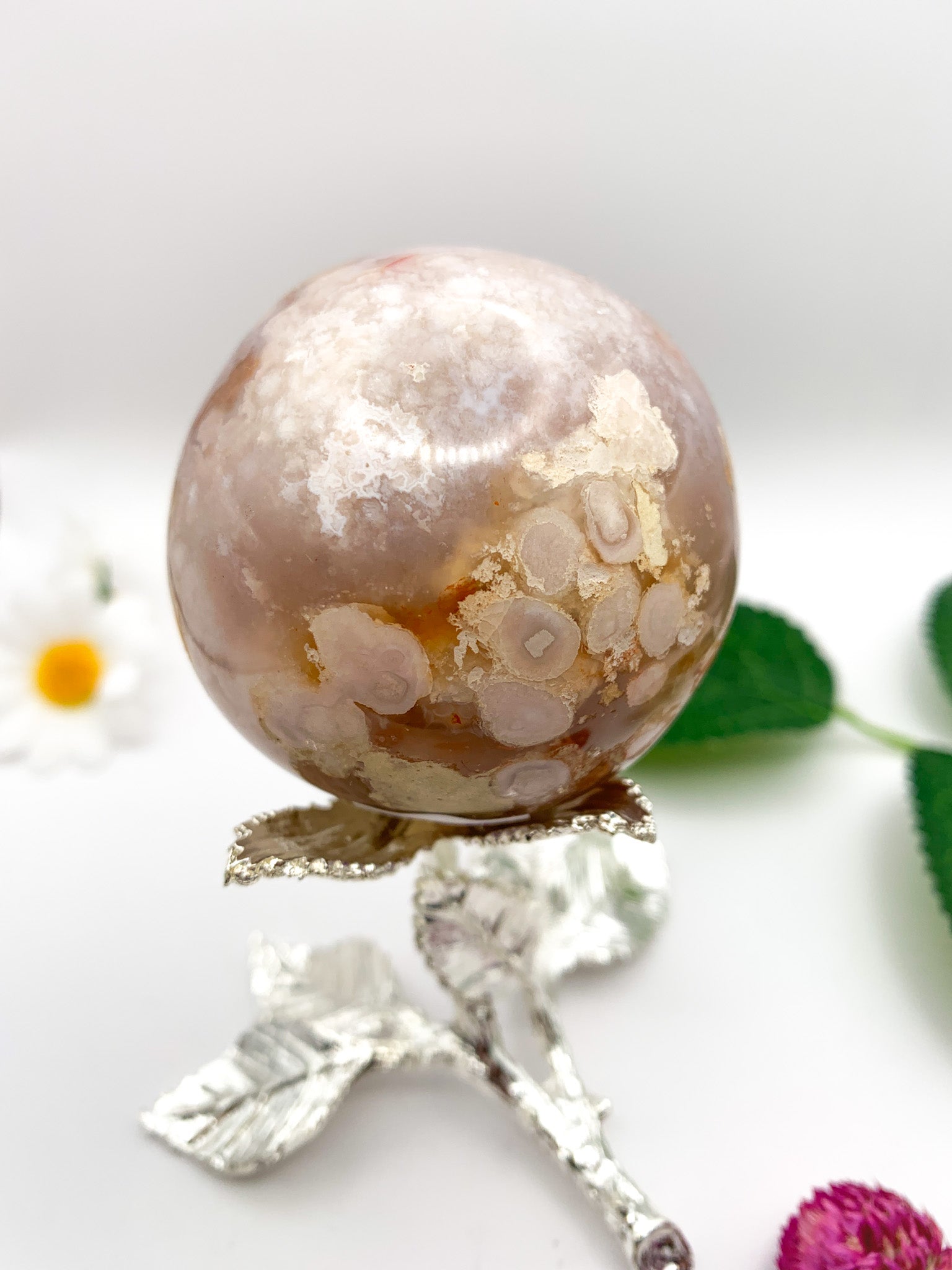 Flower Agate Sphere - Crystal Love Treasures