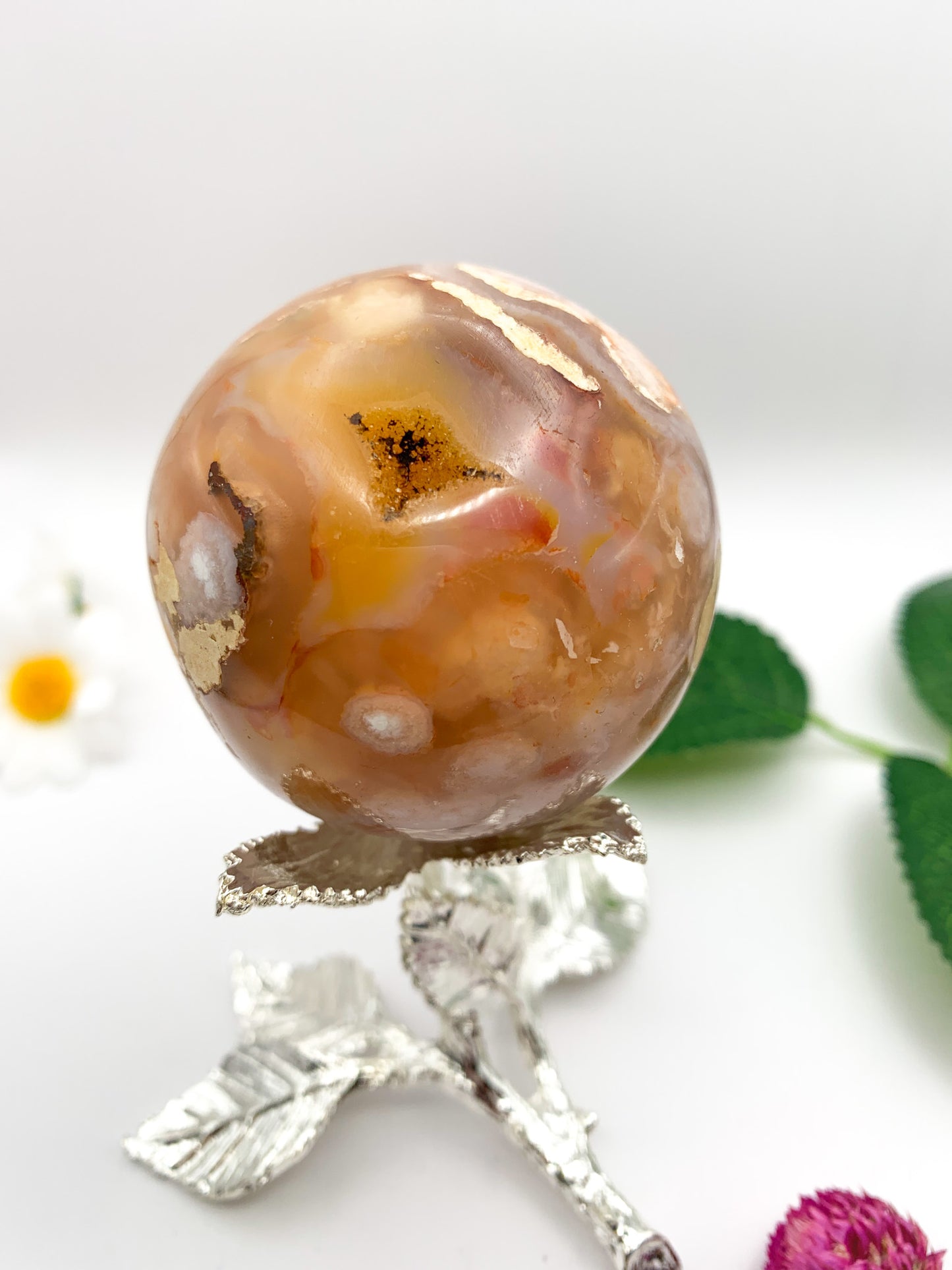 Flower Agate Sphere - Crystal Love Treasures