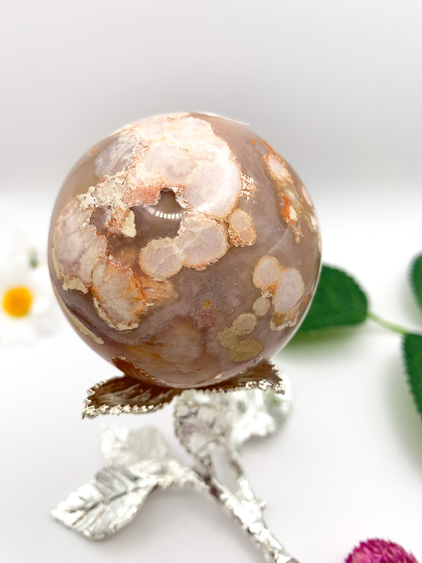 Flower Agate Sphere - Crystal Love Treasures