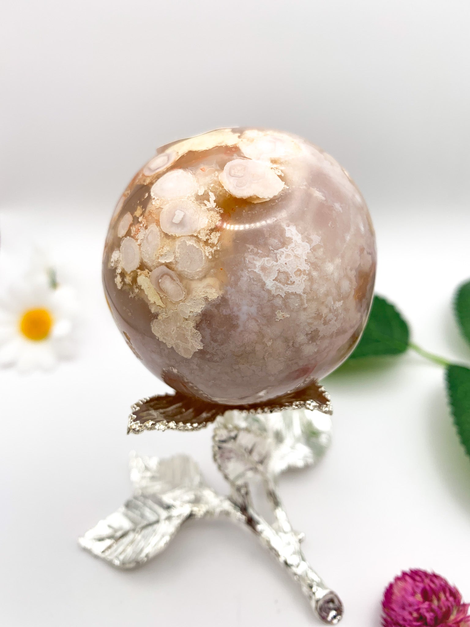 Flower Agate Sphere - Crystal Love Treasures