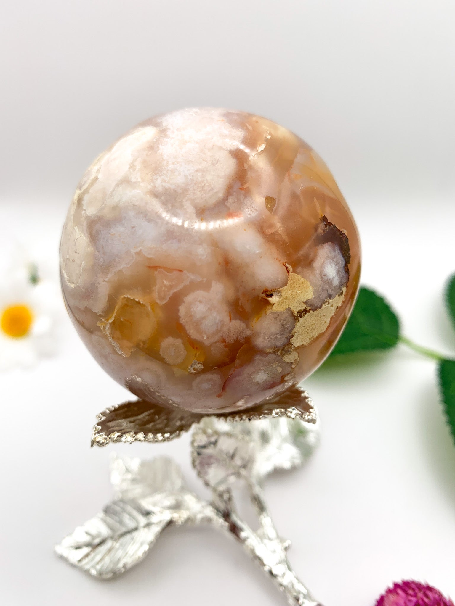 Flower Agate Sphere - Crystal Love Treasures