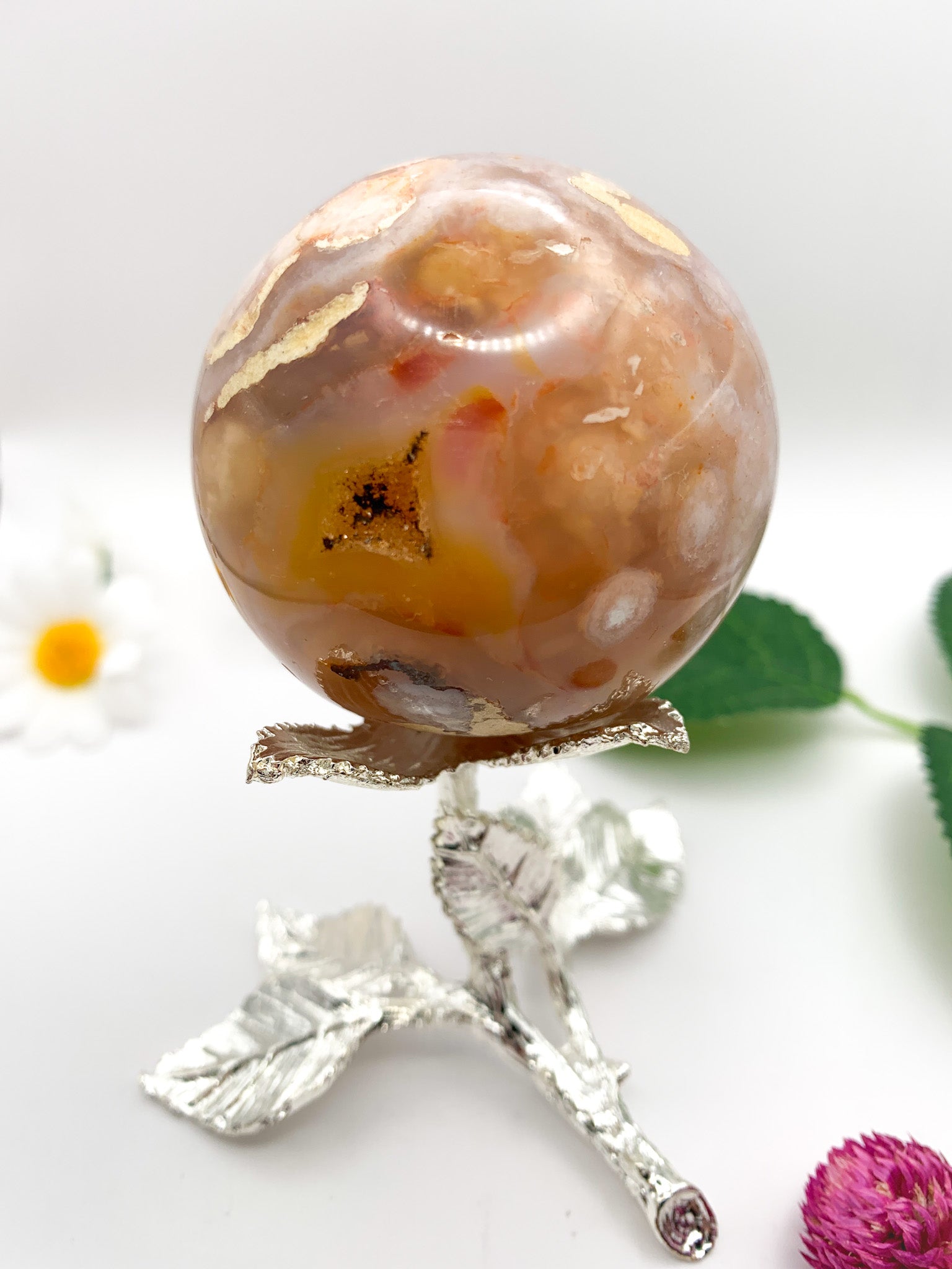 Flower Agate Sphere - Crystal Love Treasures