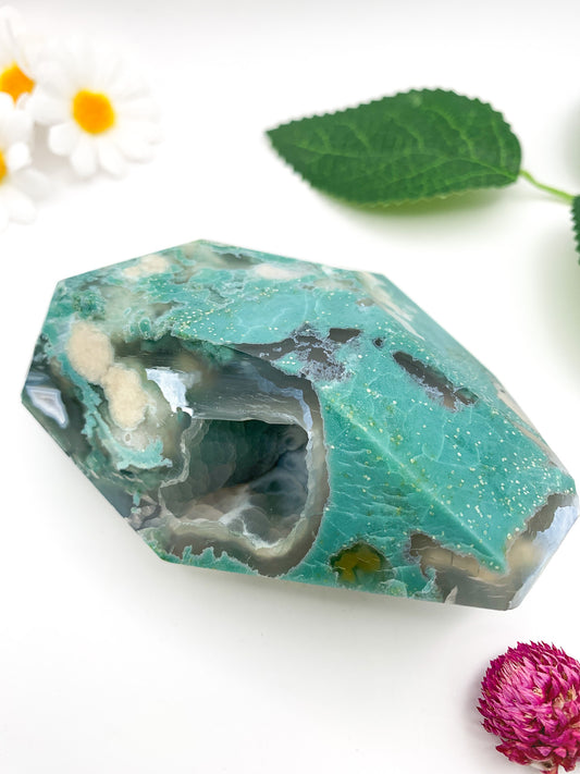 Green Flower Agate Free Form - Crystal Love Treasures