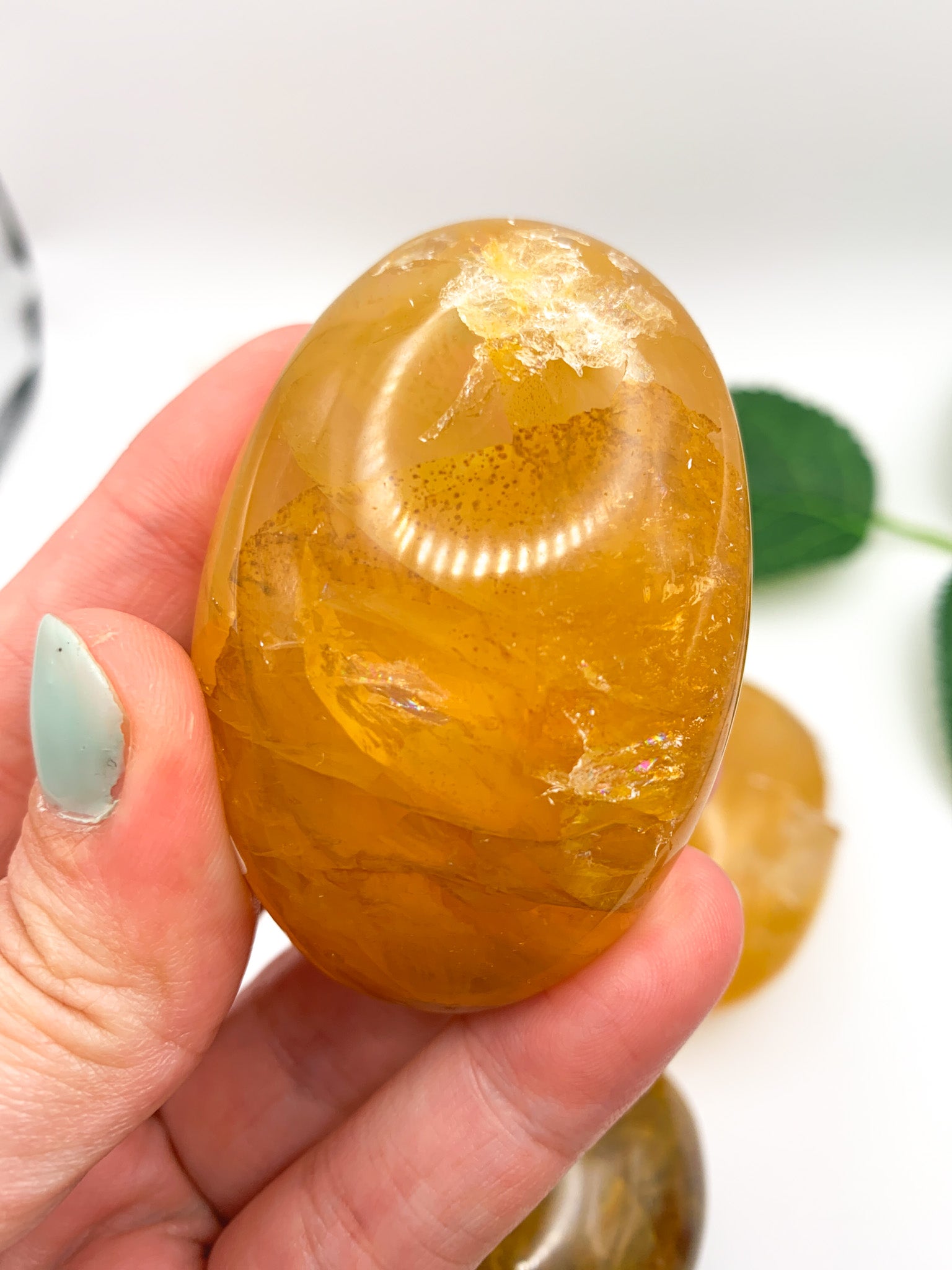 Golden Healer Quartz Palm Stone - Crystal Love Treasures