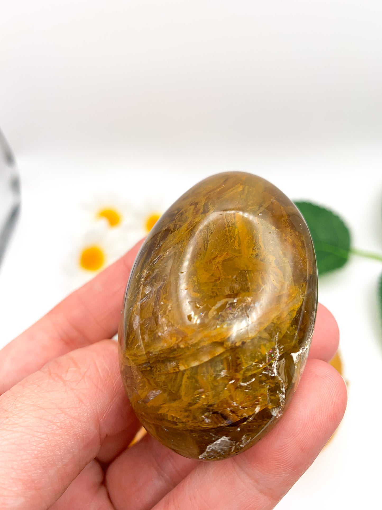 Golden Healer Quartz Palm Stone - Crystal Love Treasures