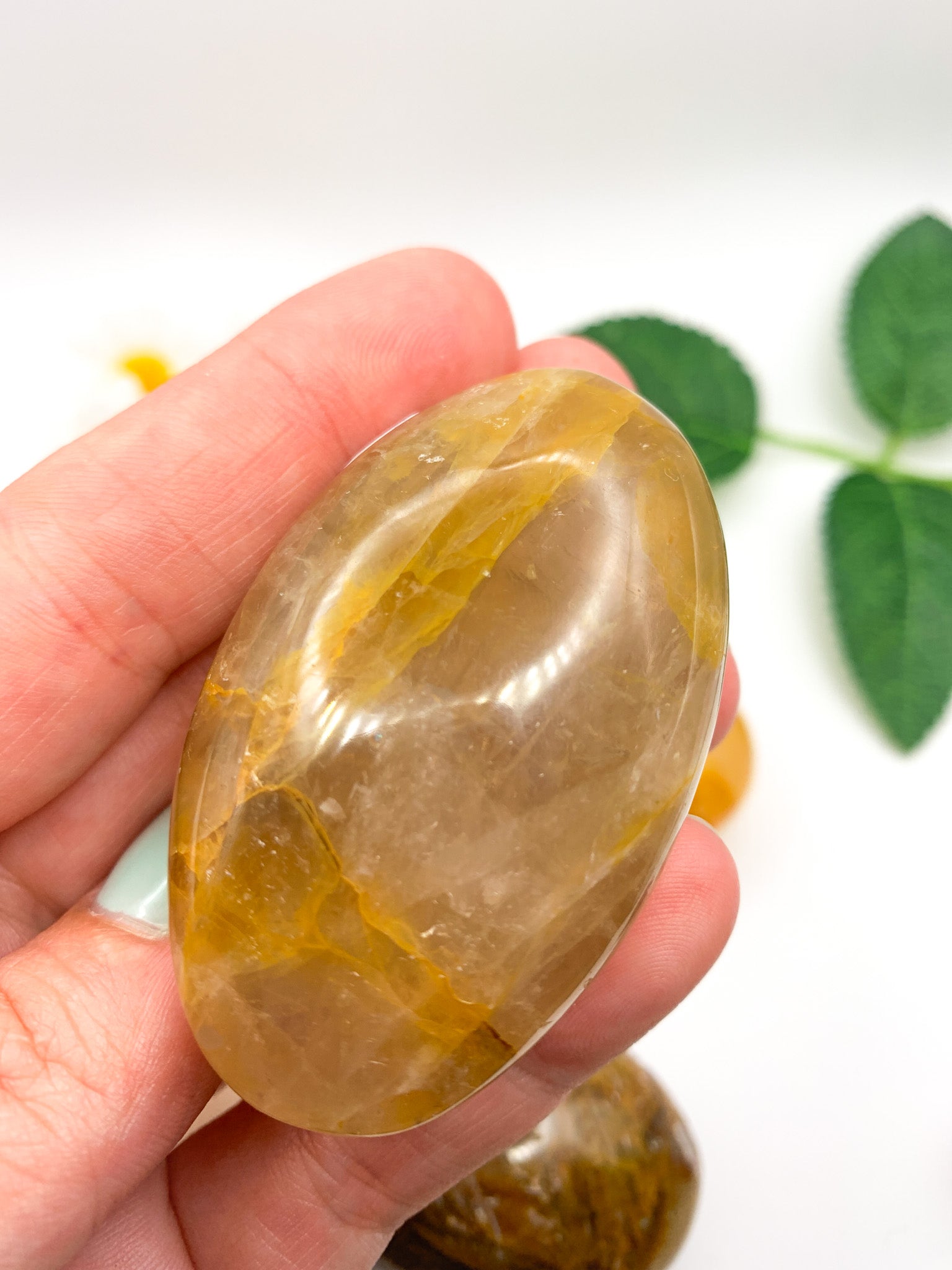 Golden Healer Quartz Palm Stone - Crystal Love Treasures