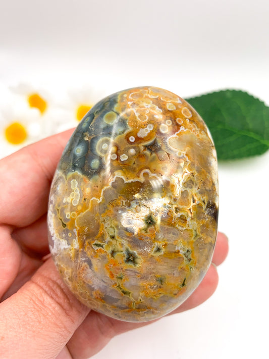 Ocean Jasper Palm Stone - Crystal Love Treasures