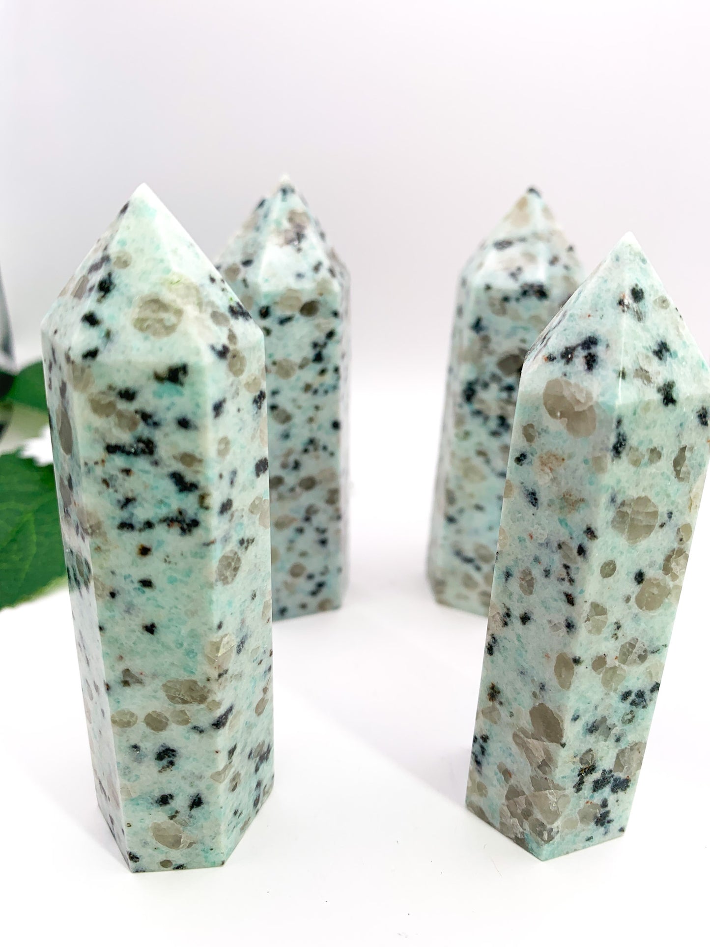 Kiwi Sesame Jasper Tower - Crystal Love Treasures