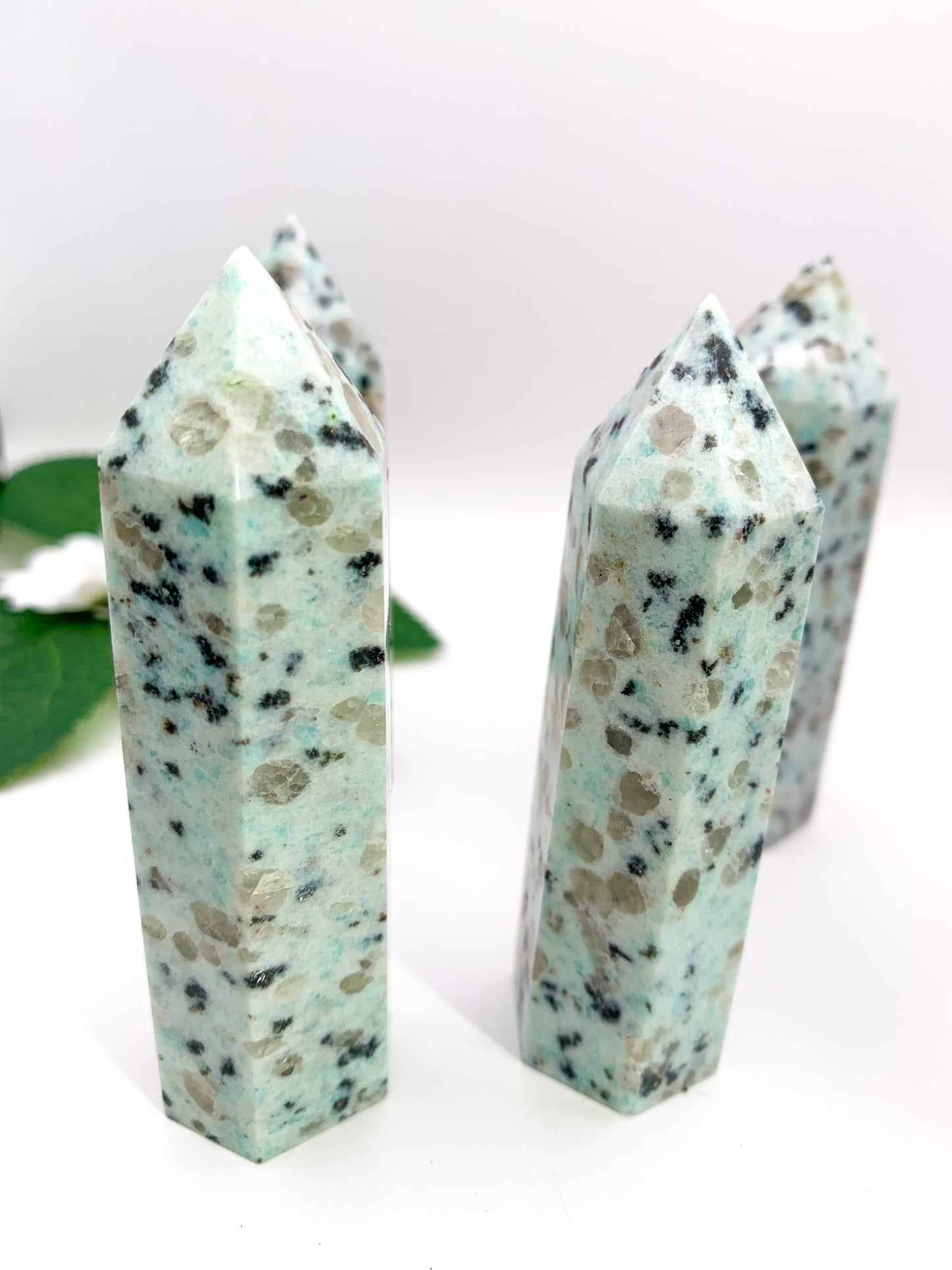 Kiwi Sesame Jasper Tower - Crystal Love Treasures