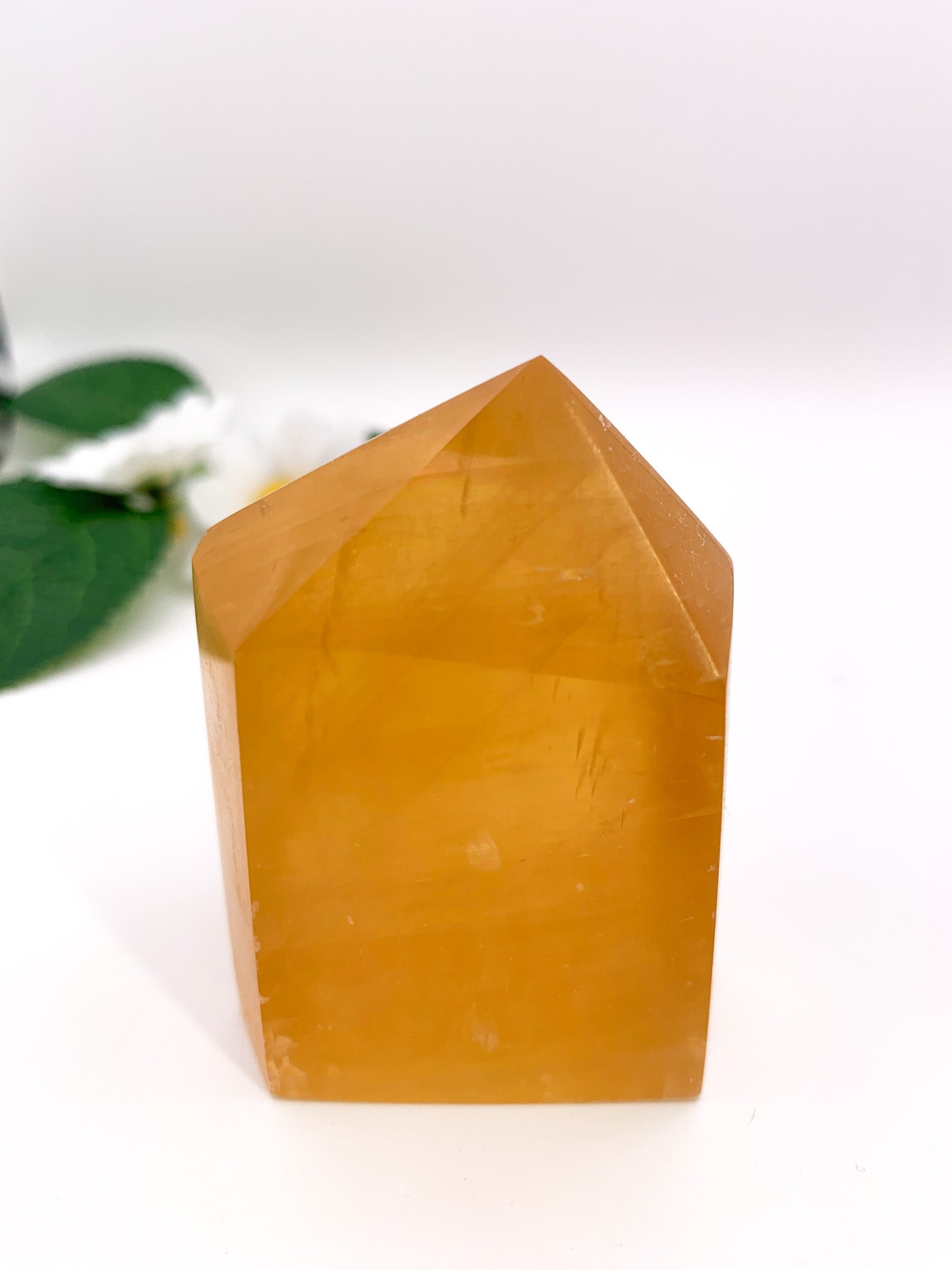 Honey Orange Calcite Tower - Crystal Love Treasures