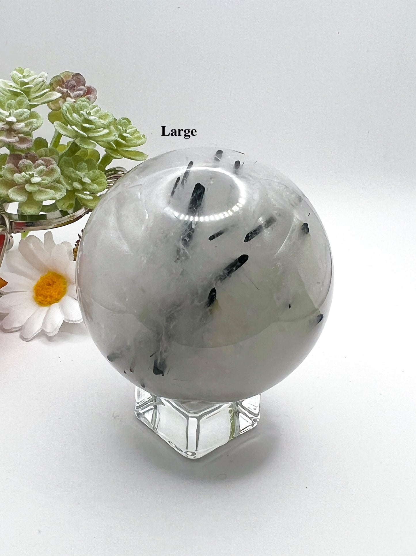 Black Tourmaline and Clear Quartz Crystal Sphere - Crystal Love Treasures