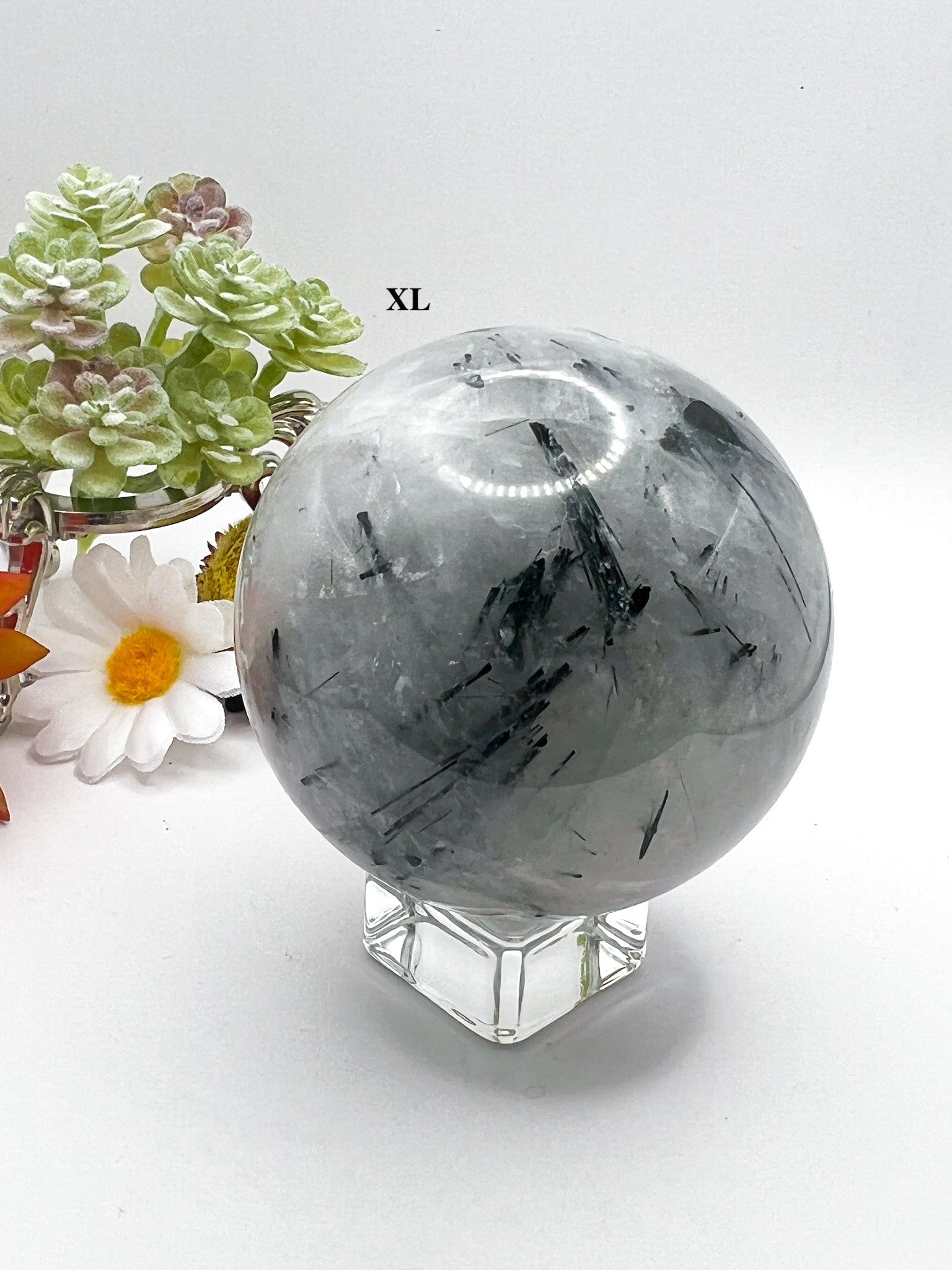 Black Tourmaline and Clear Quartz Crystal Sphere - Crystal Love Treasures