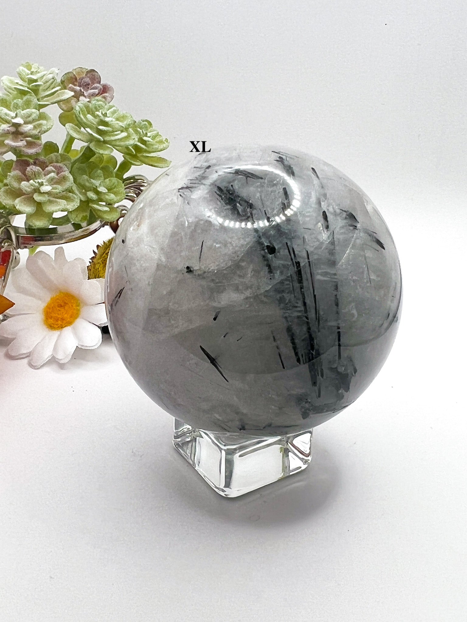 Black Tourmaline and Clear Quartz Crystal Sphere - Crystal Love Treasures